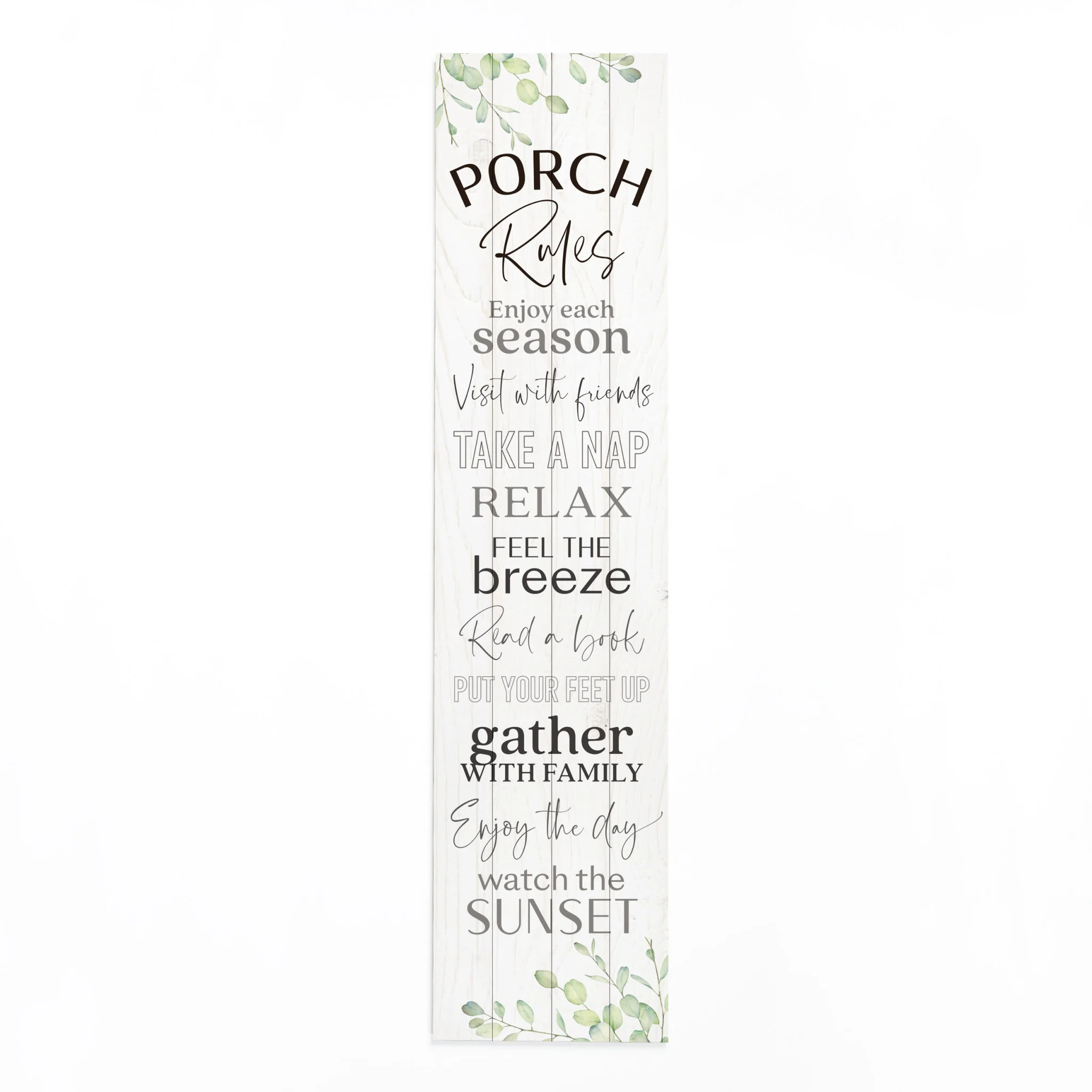 Black and White Porch Rules Solid Wood Wall Decor By Homeroots - Image 2