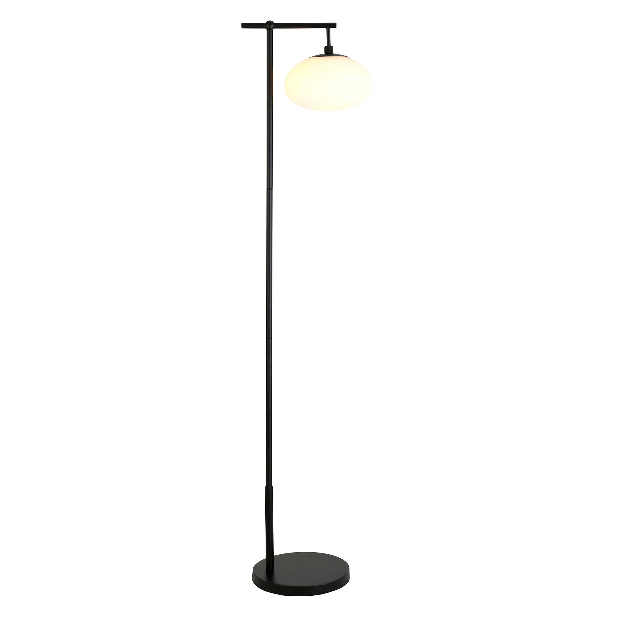 Black And White Reading Floor Lamp With White Glass Globe Shade By Homeroots - Image 8