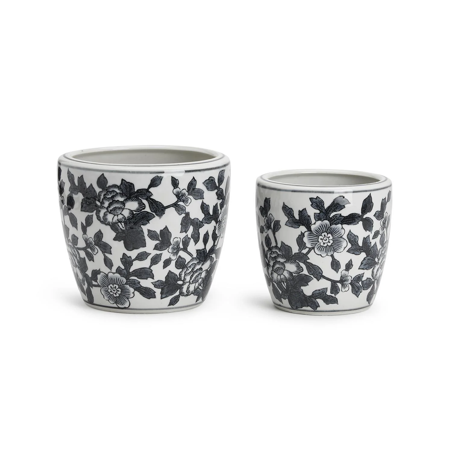 Black and White Set of 4 Hand-Painted Cachepot / Planter / Vase By Two's Company - Image 3