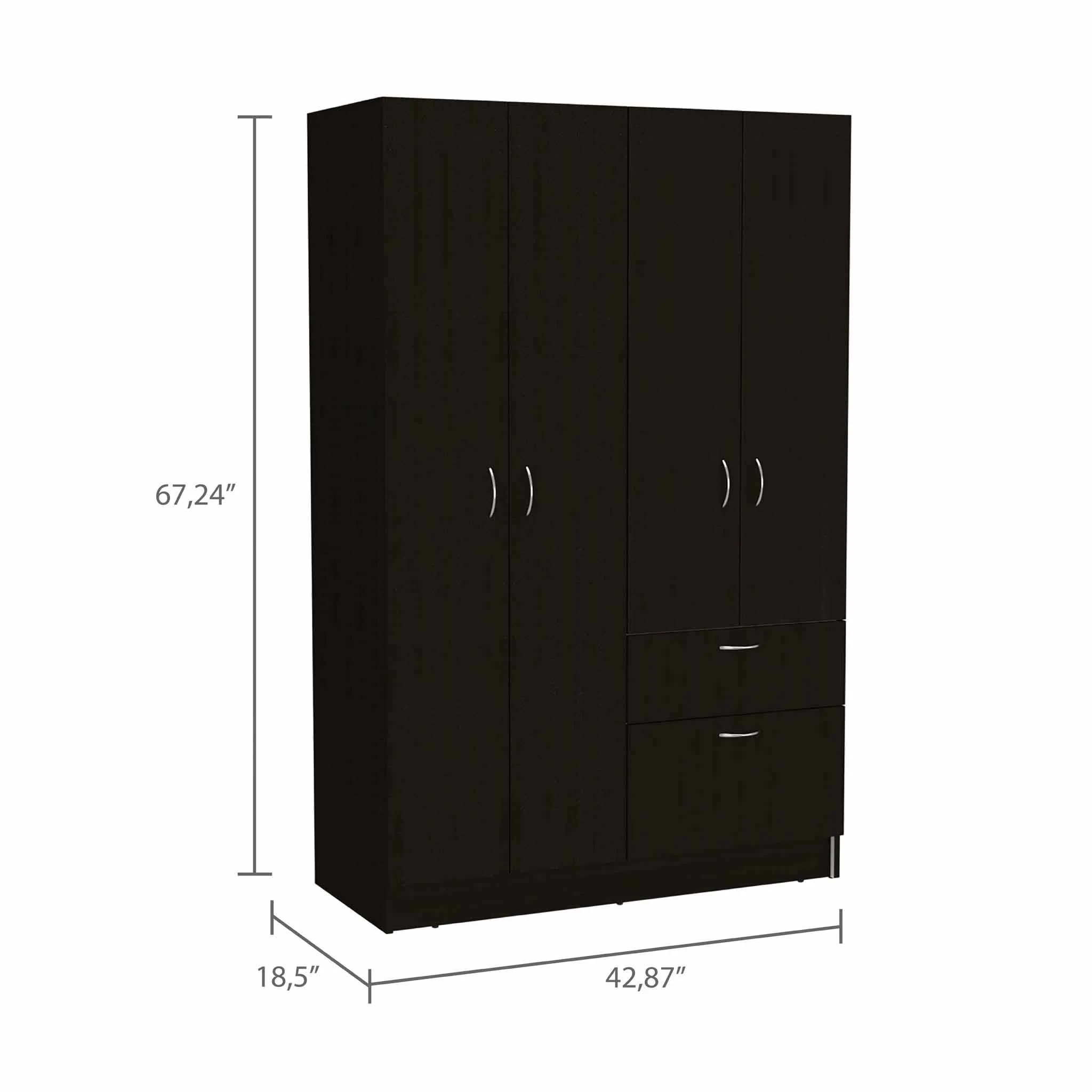 Black and White Tall Four Door Closet By Homeroots - Image 3