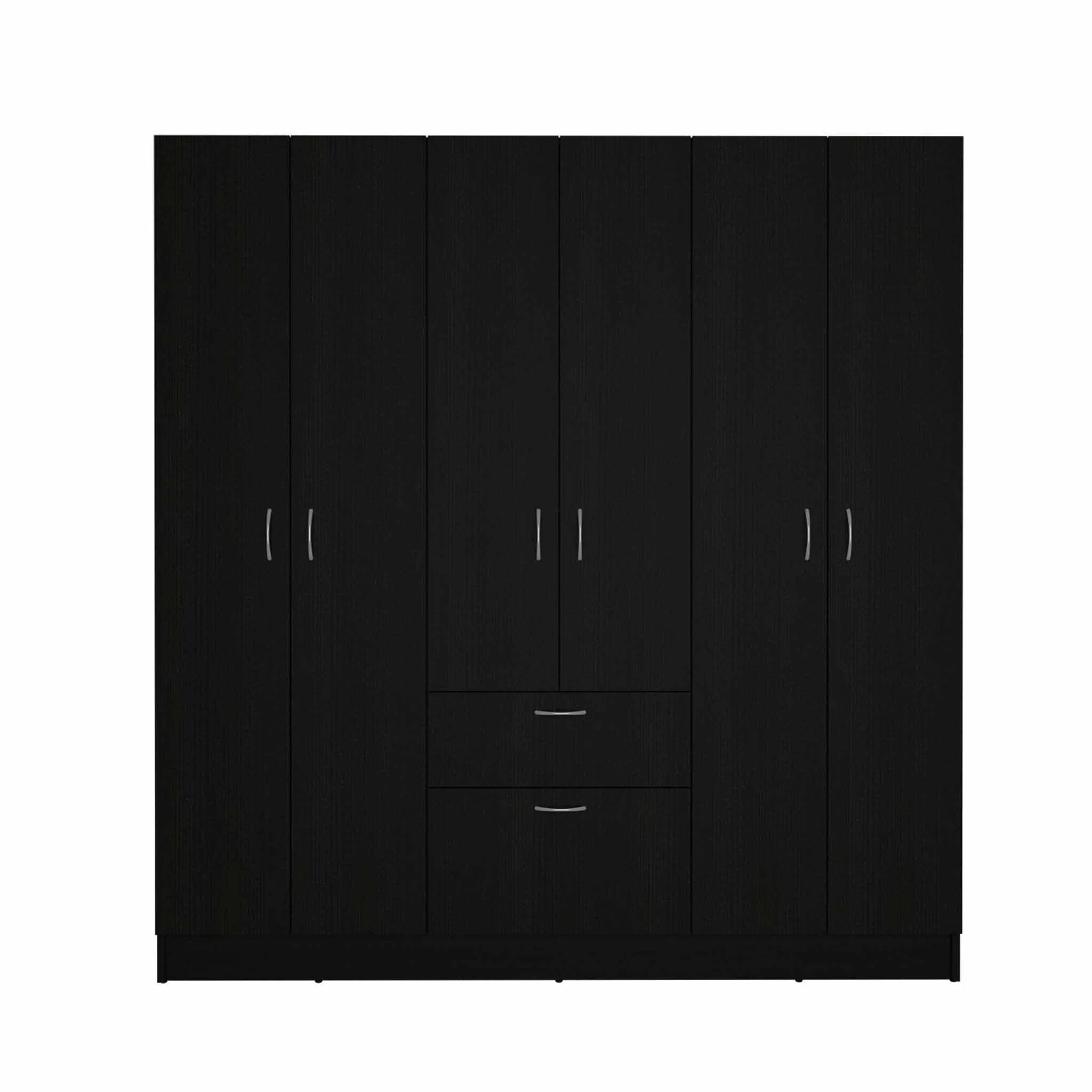 Black and White Tall Six Door Closet Wardrobe Center By Homeroots - Image 2