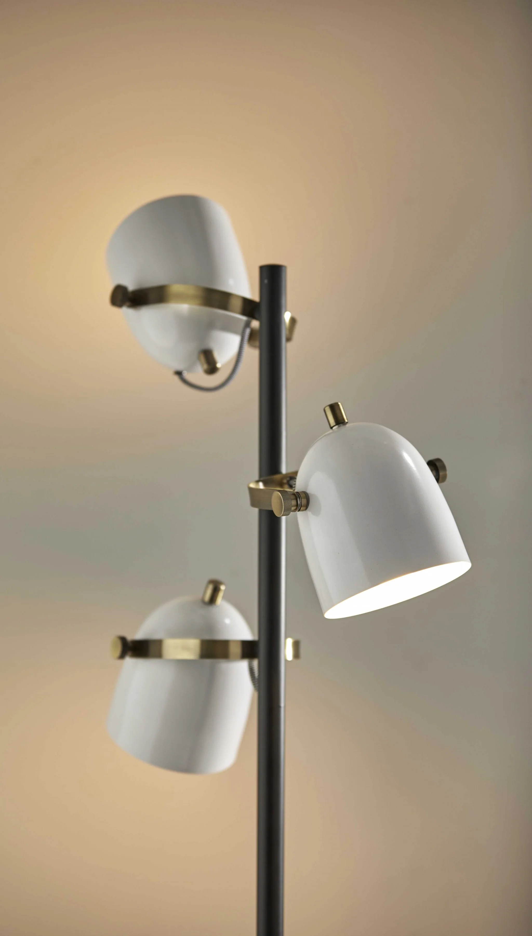 Black And White Three Light Tree Floor Lamp With White Metal Bell Shade By Homeroots - Image 4