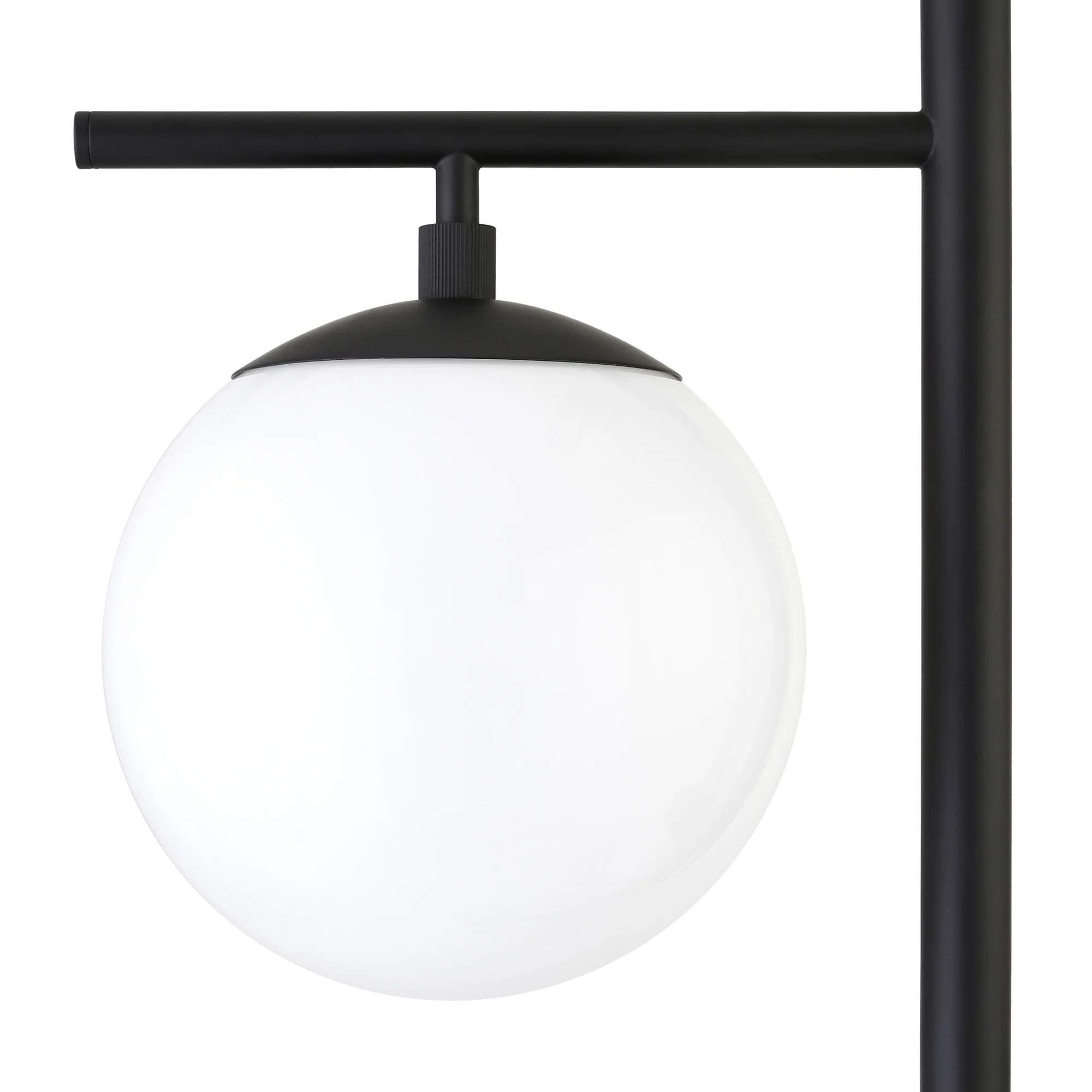 Black And White Two Light Tree Floor Lamp With White Glass Globe Shade By Homeroots - Image 3