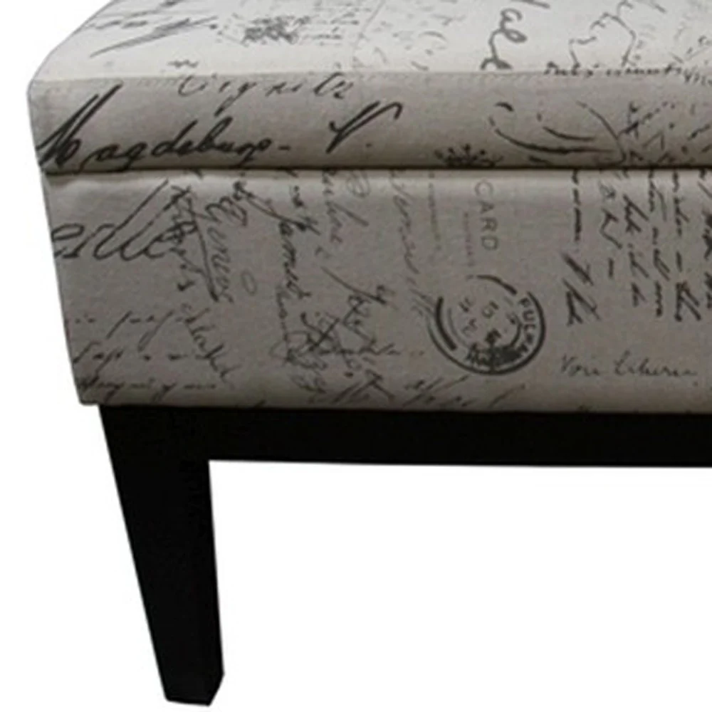 Black and White Vintage Postcard Print Dual Lift Storage Bench By Homeroots - Image 9