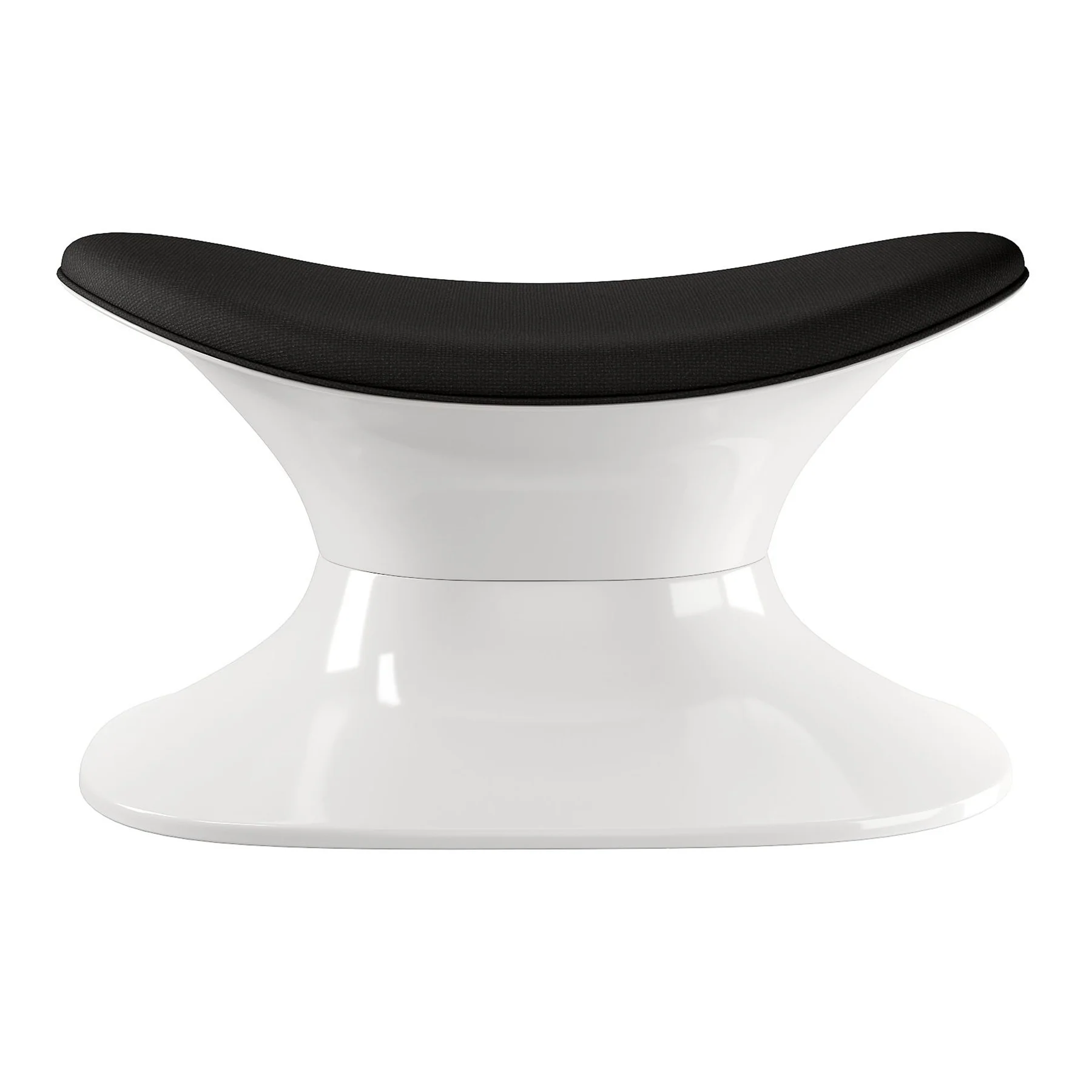 Black and White Wool And Fiberglass Contempo Footstool Ottoman By Homeroots - Image 2