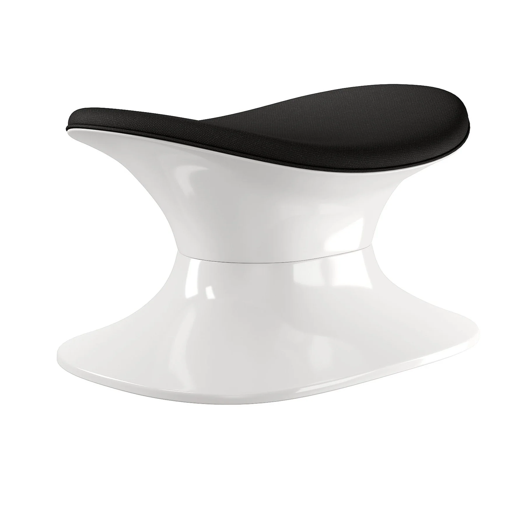 Black and White Wool And Fiberglass Contempo Footstool Ottoman By Homeroots - Image 3