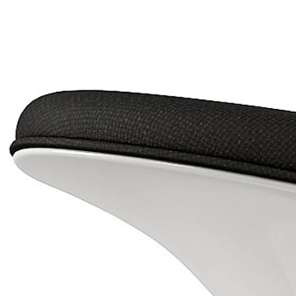 Black and White Wool And Fiberglass Contempo Footstool Ottoman By Homeroots - Image 6