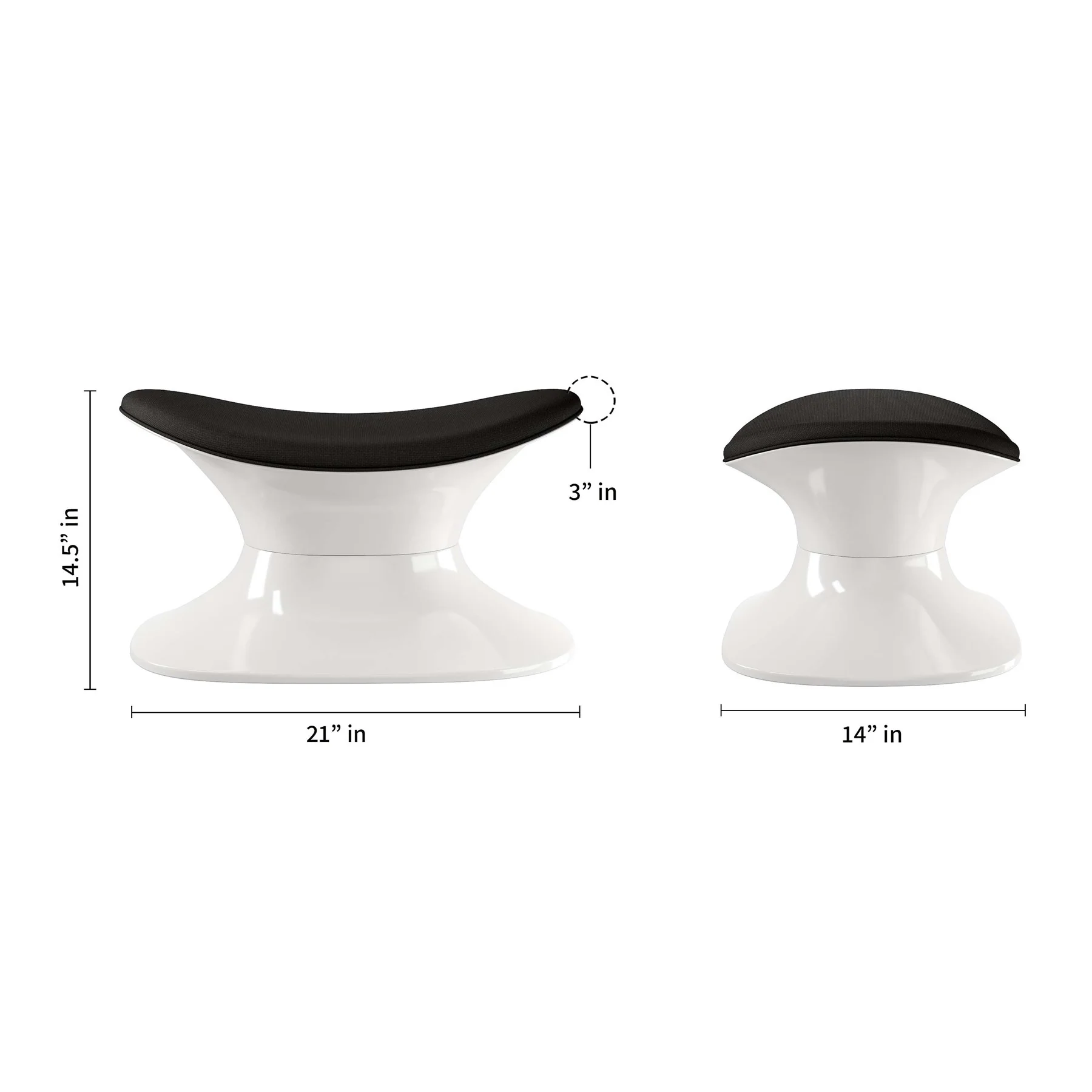 Black and White Wool And Fiberglass Contempo Footstool Ottoman By Homeroots - Image 8