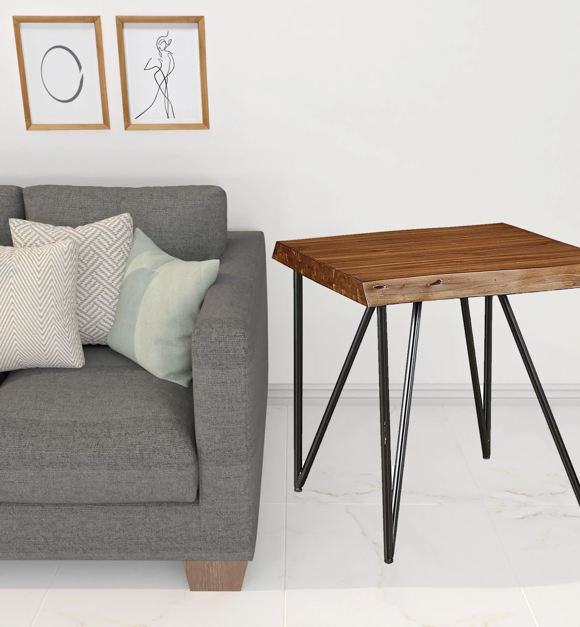 Black And Wood Brown Solid Wood End Table By Homeroots - Image 2