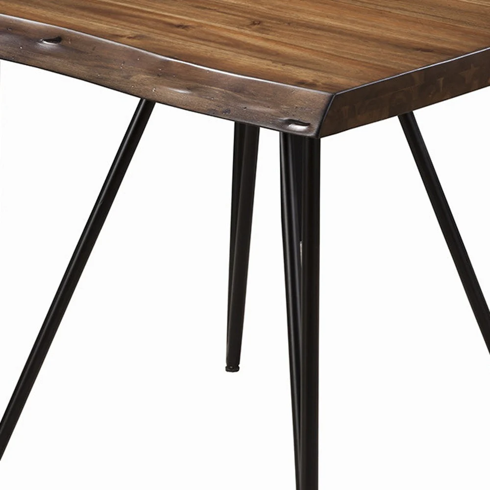 Black And Wood Brown Solid Wood End Table By Homeroots - Image 3