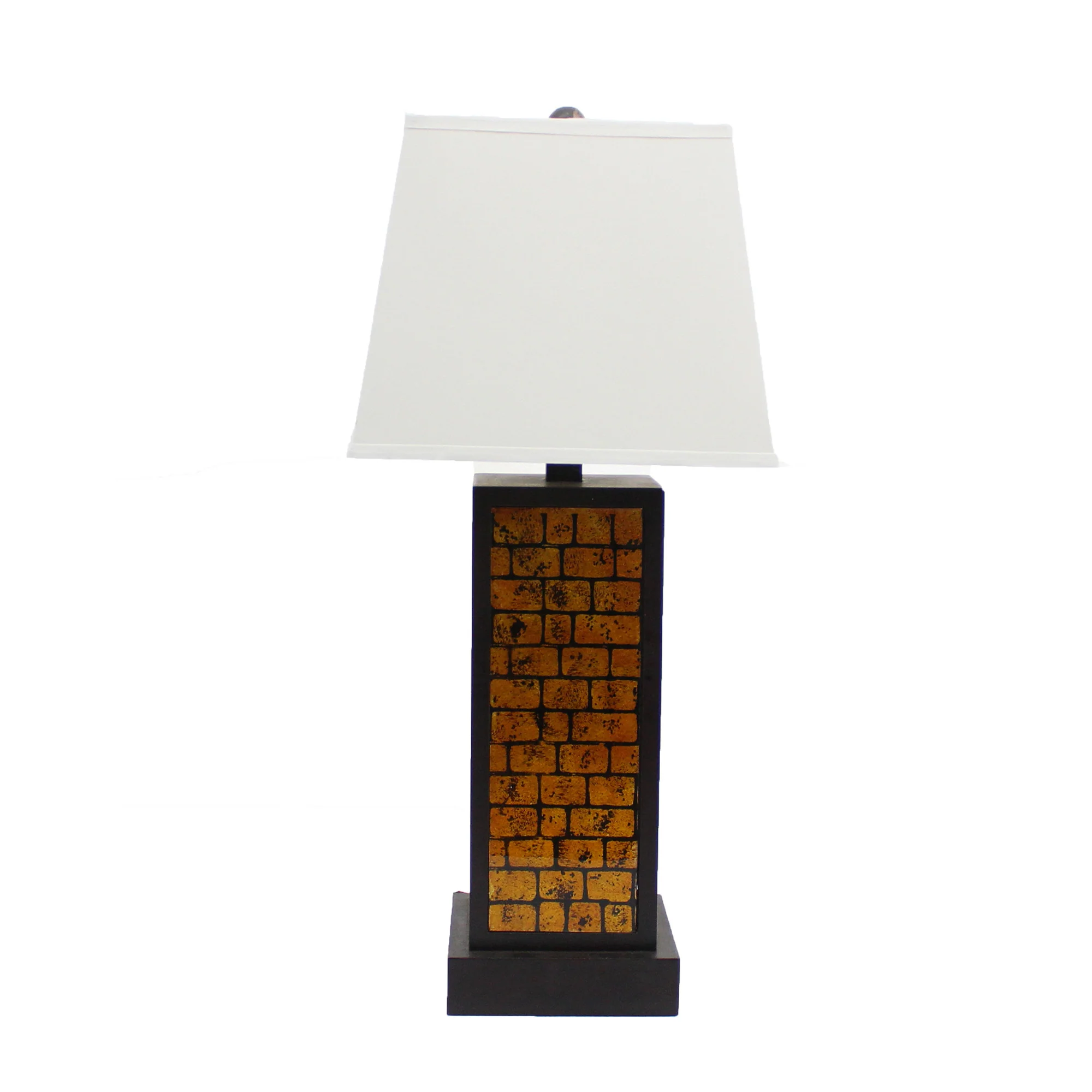 Black and Yellow Metal Bedside Table Lamp With White Empire Shade By Homeroots - Image 3