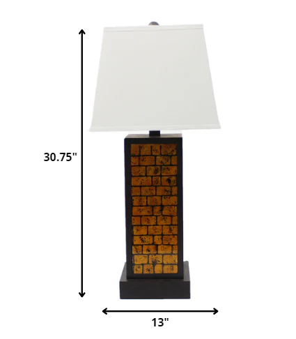 Black and Yellow Metal Bedside Table Lamp With White Empire Shade By Homeroots - Image 6
