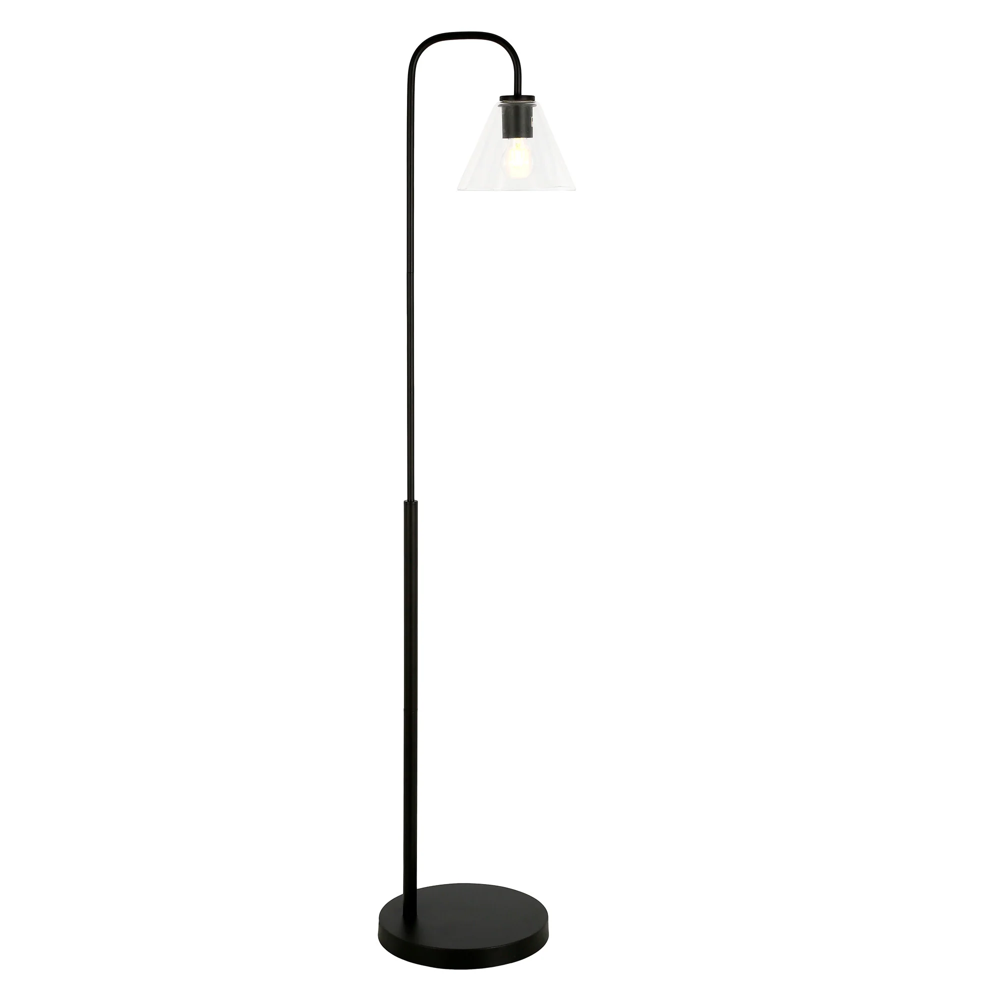 Black Arc Floor Lamp With Clear Glass Cone Shade By Homeroots - Image 3