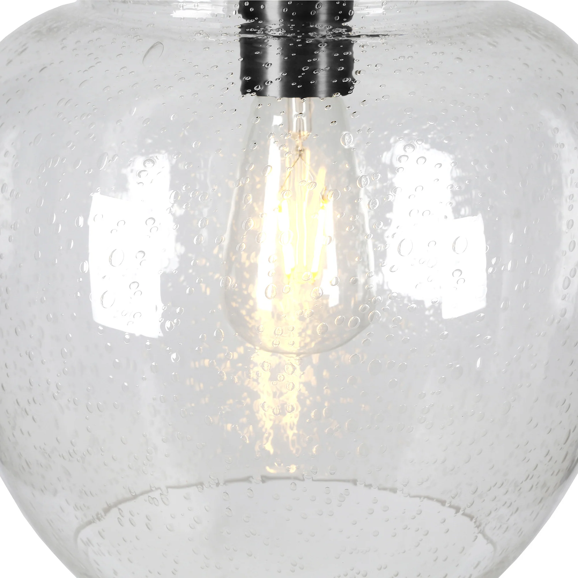 Black Arched Floor Lamp With Clear Seeded Glass Dome Shade By Homeroots - Image 4