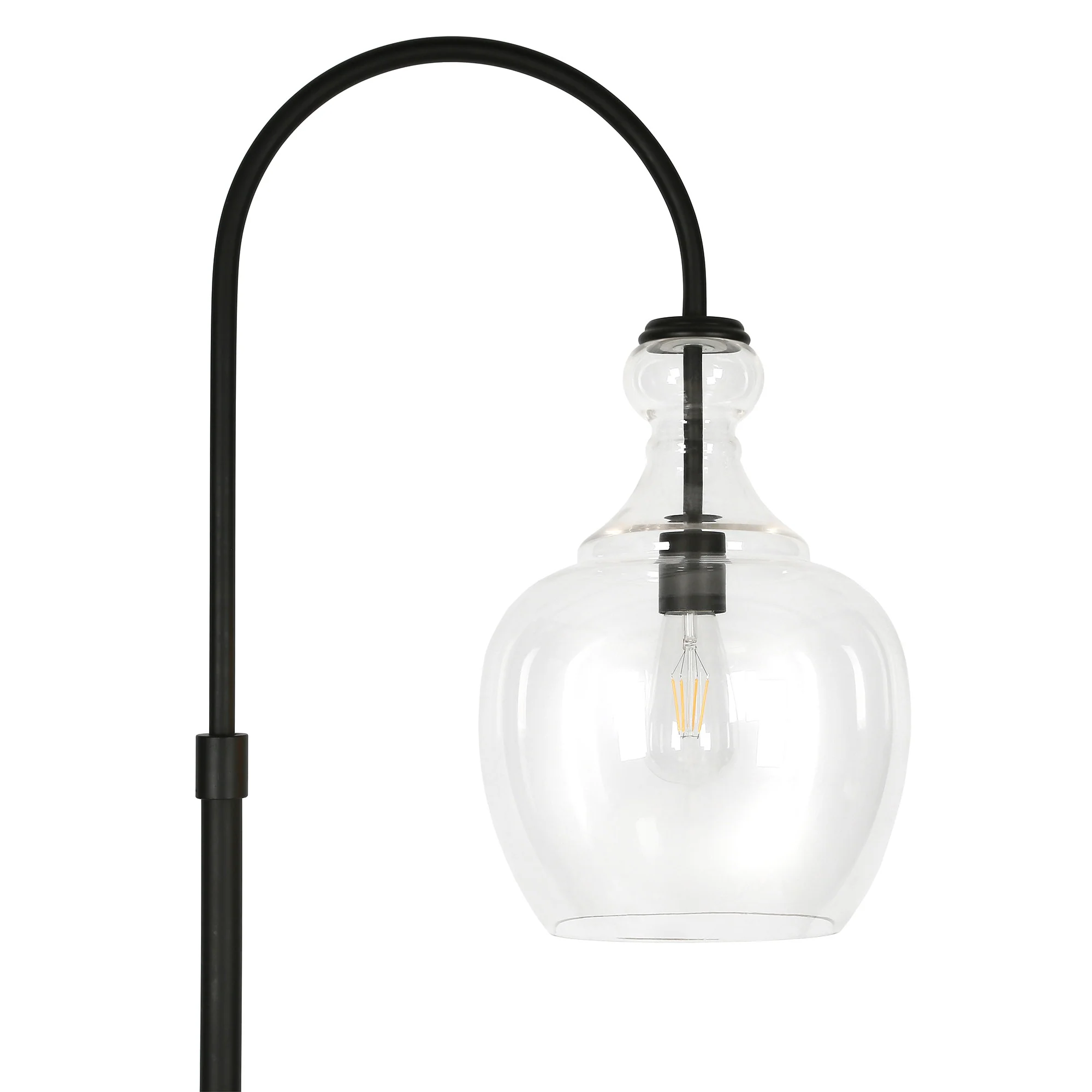 Black Arched Floor Lamp With Clear Transparent Glass Dome Shade By Homeroots - Image 3