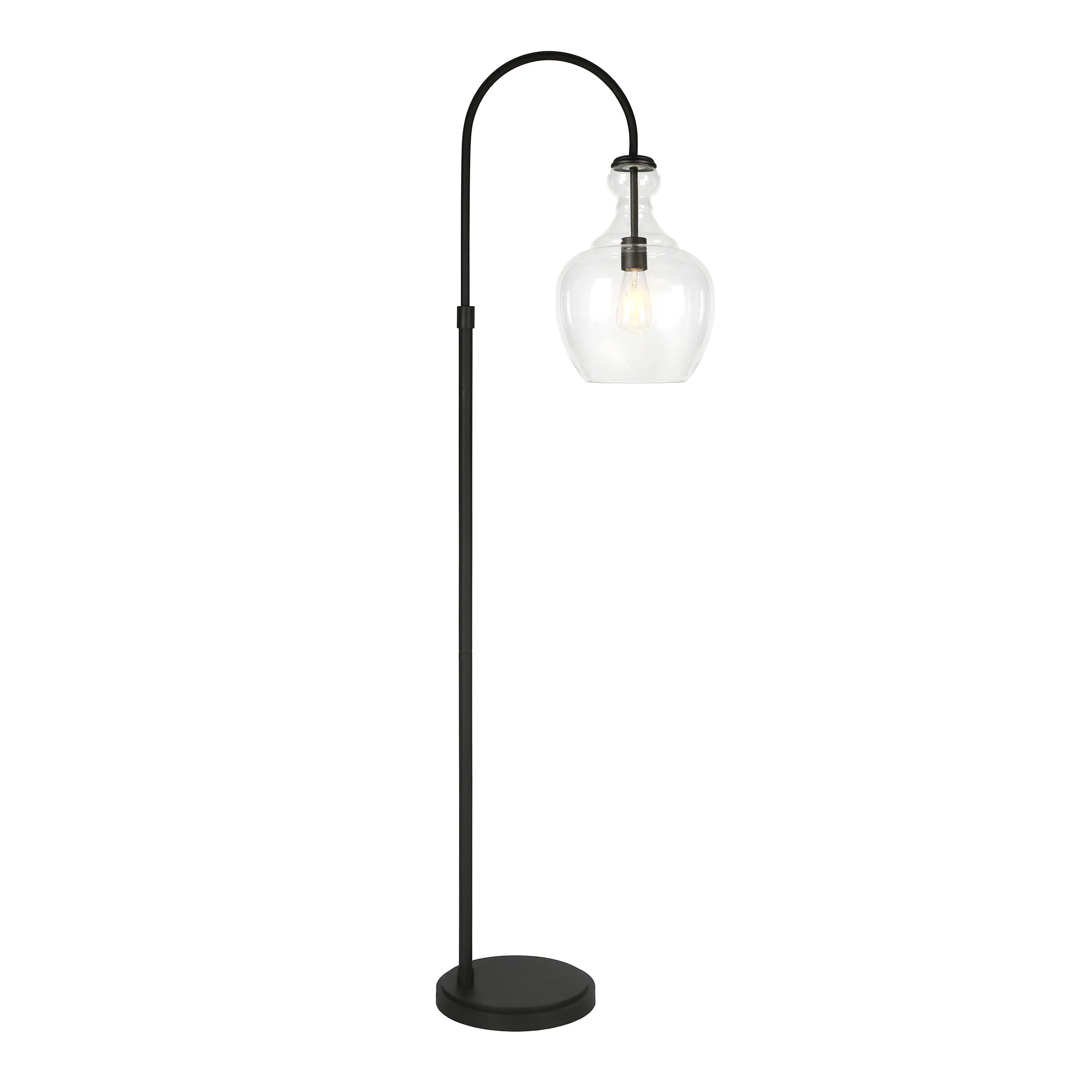 Black Arched Floor Lamp With Clear Transparent Glass Dome Shade By Homeroots - Image 7