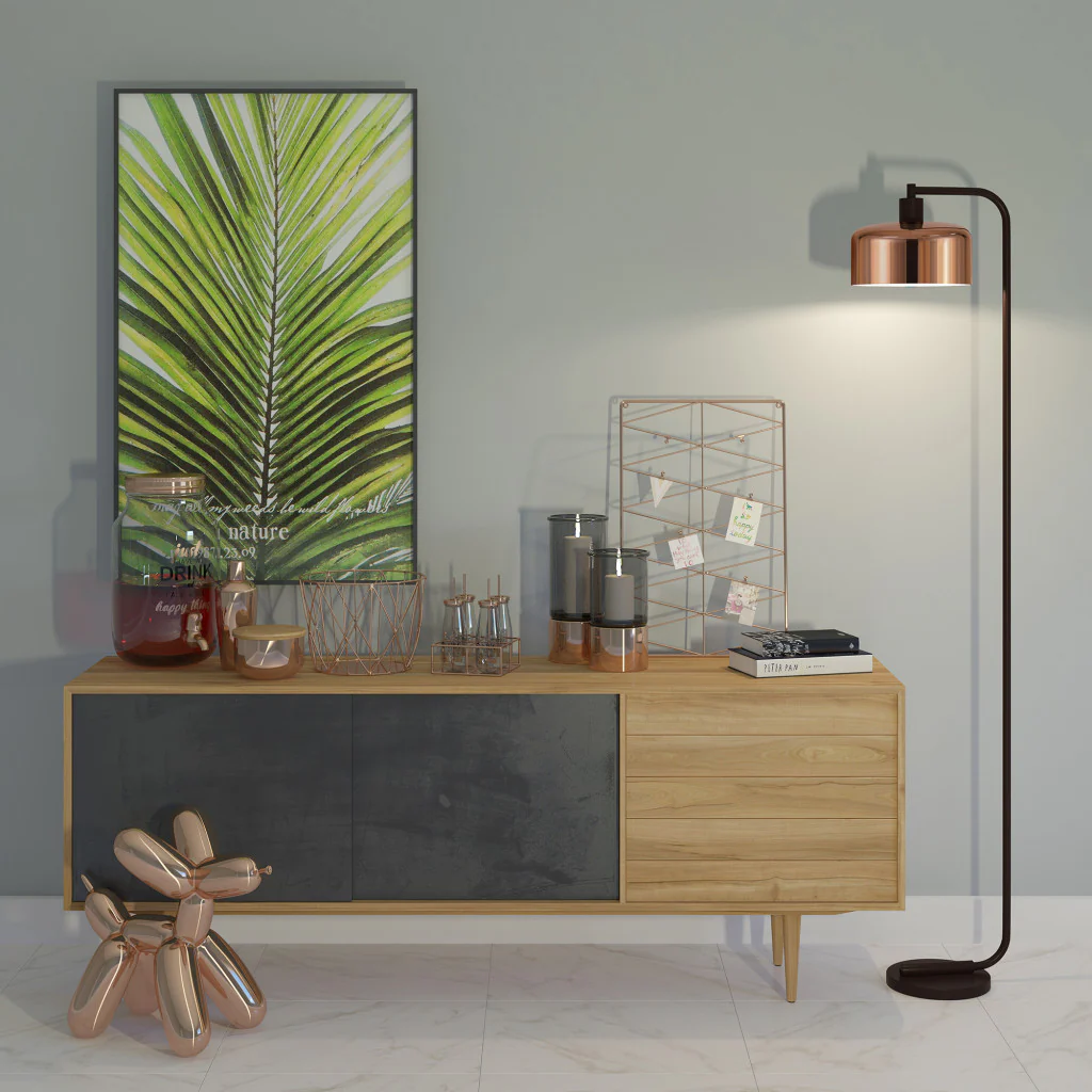 Black Arched Floor Lamp With Copper Metal Bell Shade By Homeroots - Image 4