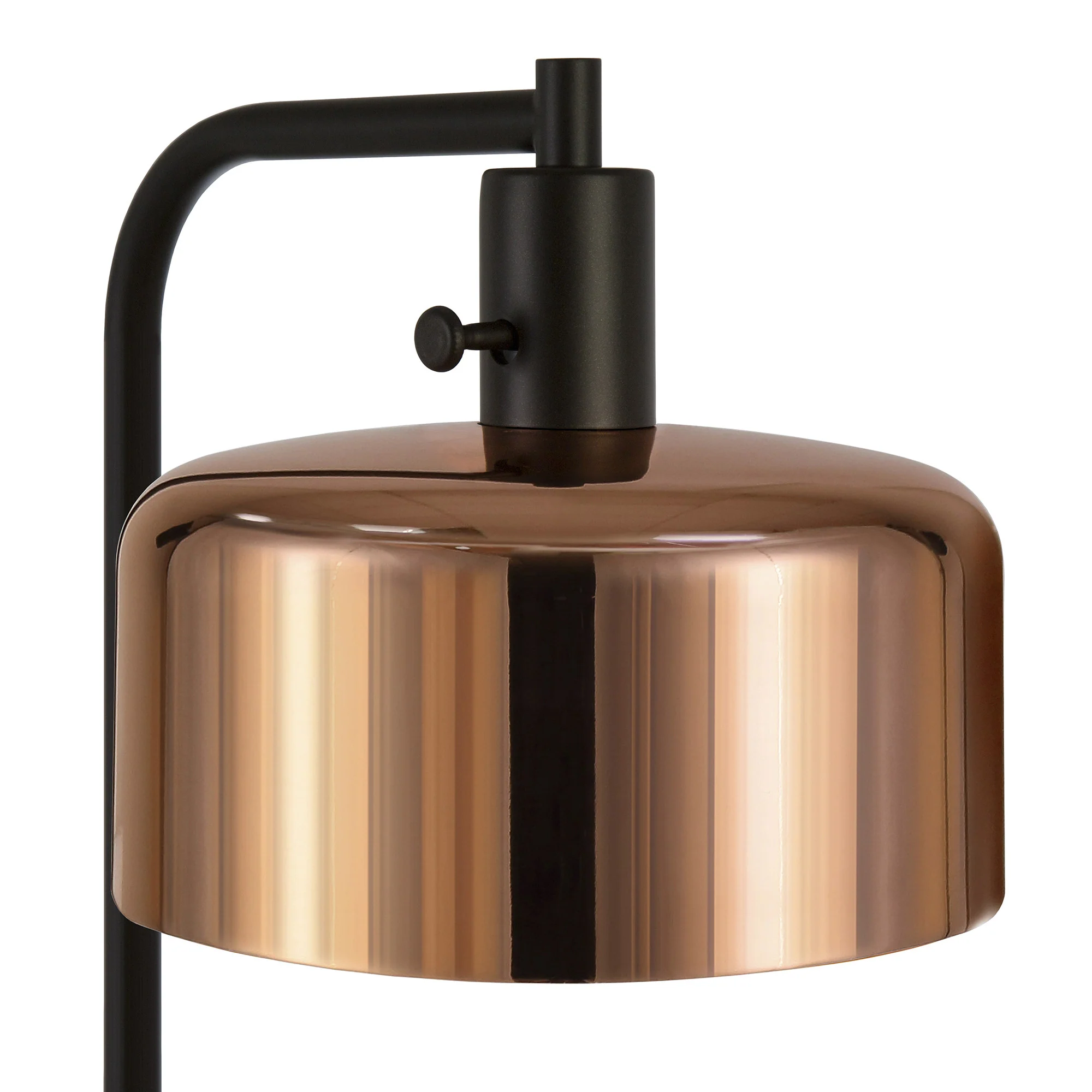 Black Arched Floor Lamp With Copper Metal Bell Shade By Homeroots - Image 5
