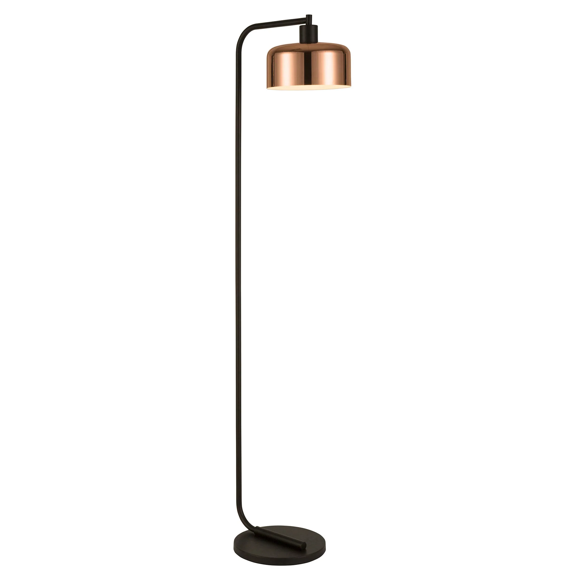 Black Arched Floor Lamp With Copper Metal Bell Shade By Homeroots - Image 7