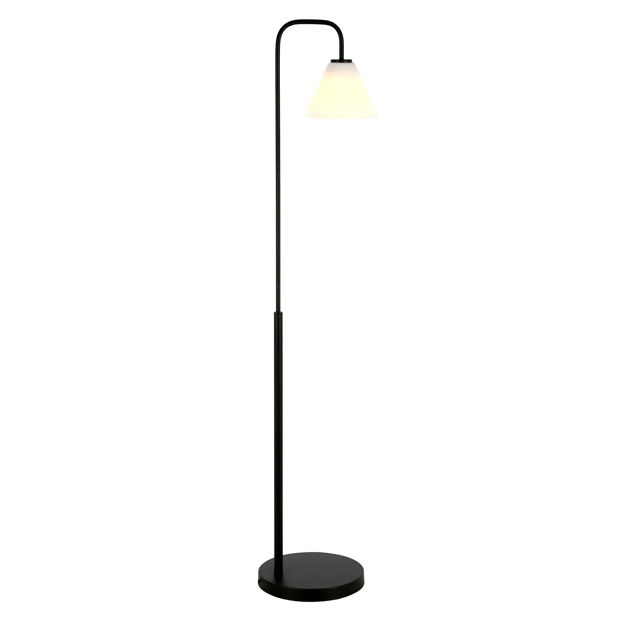 Black Arched Floor Lamp With White Frosted Glass Cone Shade By Homeroots - Image 3