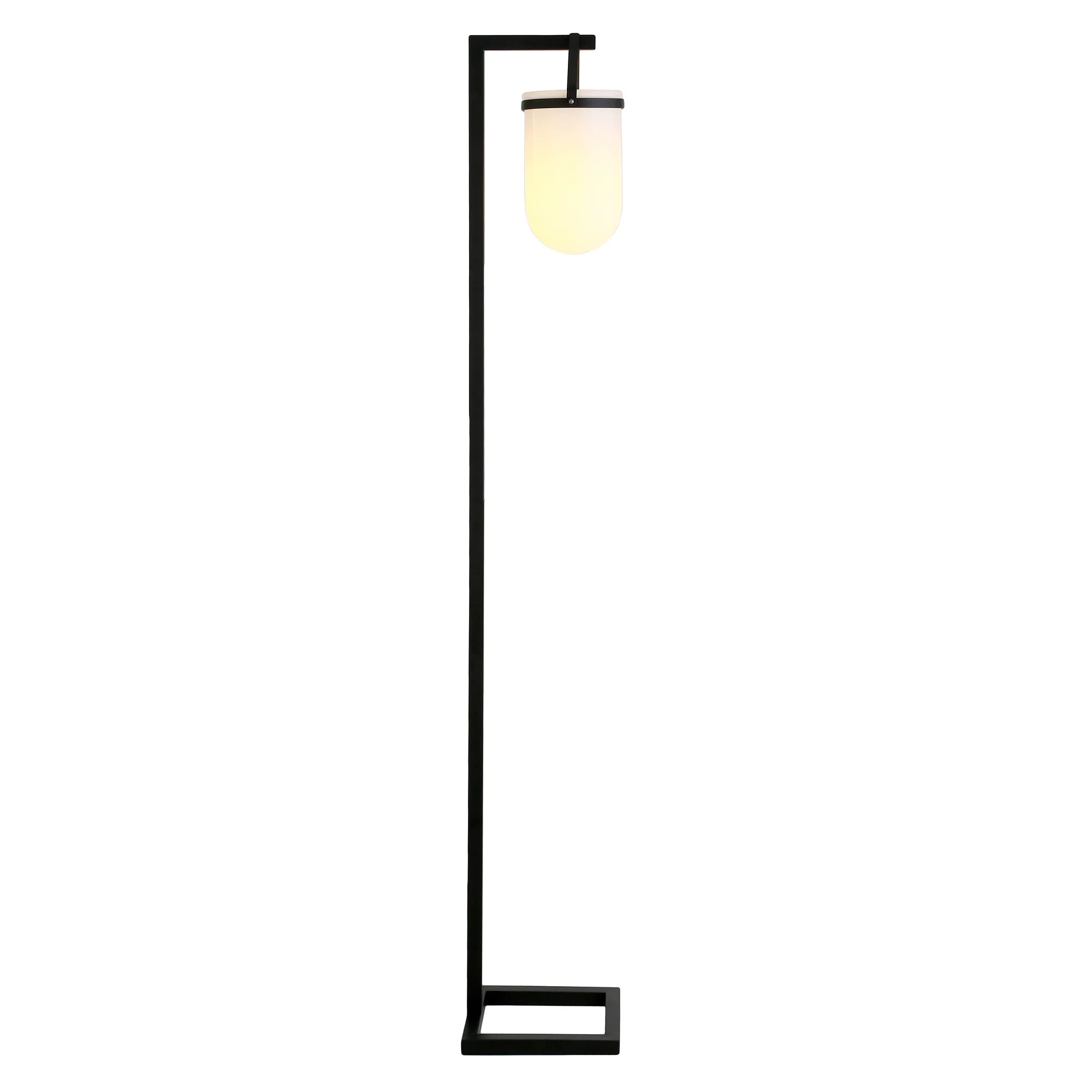 Black Arched Floor Lamp With White Frosted Glass Dome Shade By Homeroots - Image 2