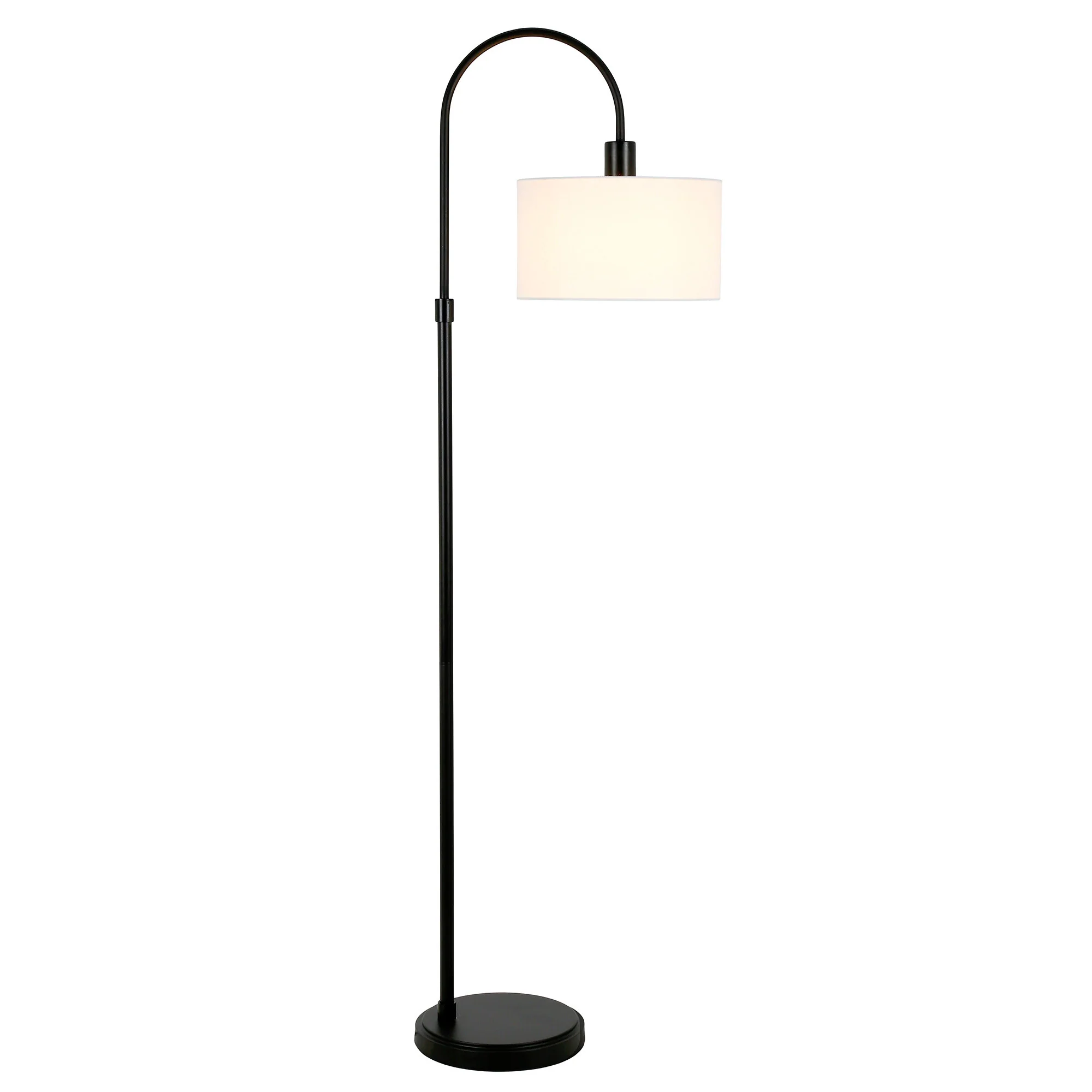 Black Arched Floor Lamp With White Frosted Glass Drum Shade By Homeroots - Image 7