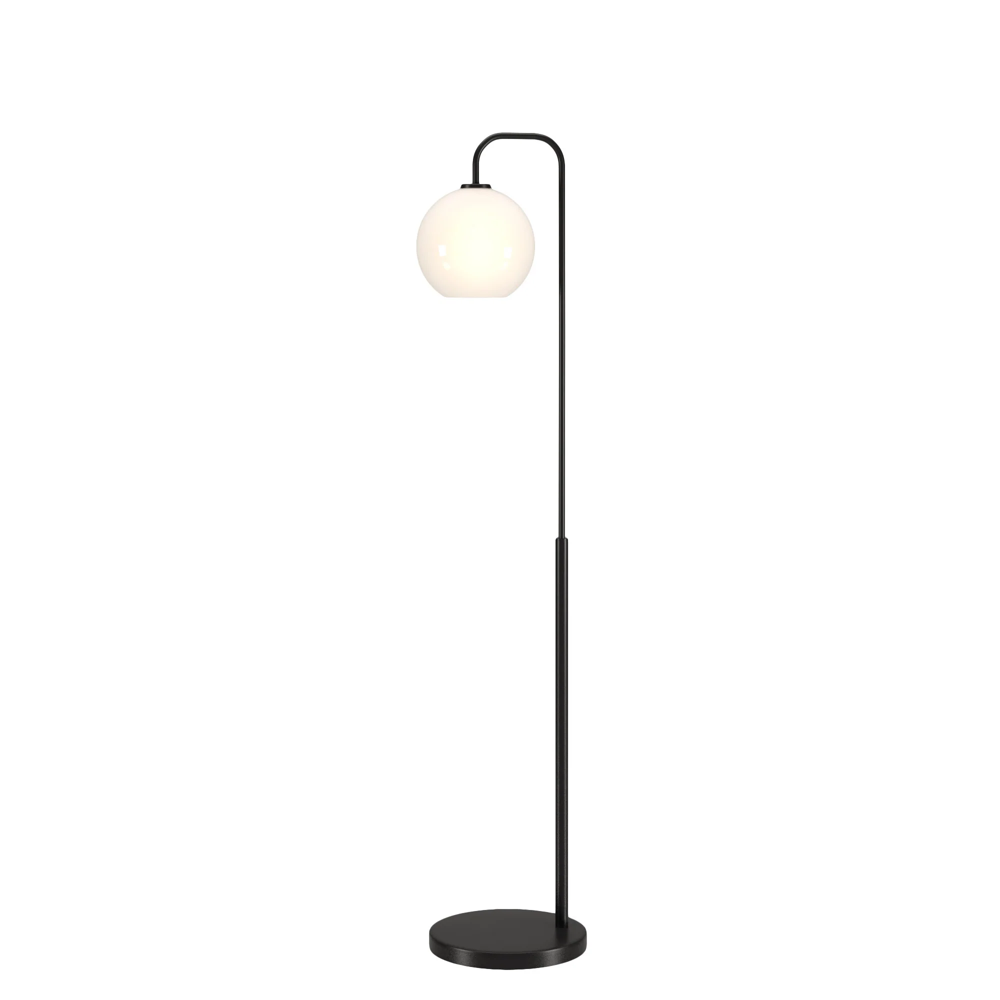 Black Arched Floor Lamp With White Frosted Glass Globe Shade By Homeroots - Image 2
