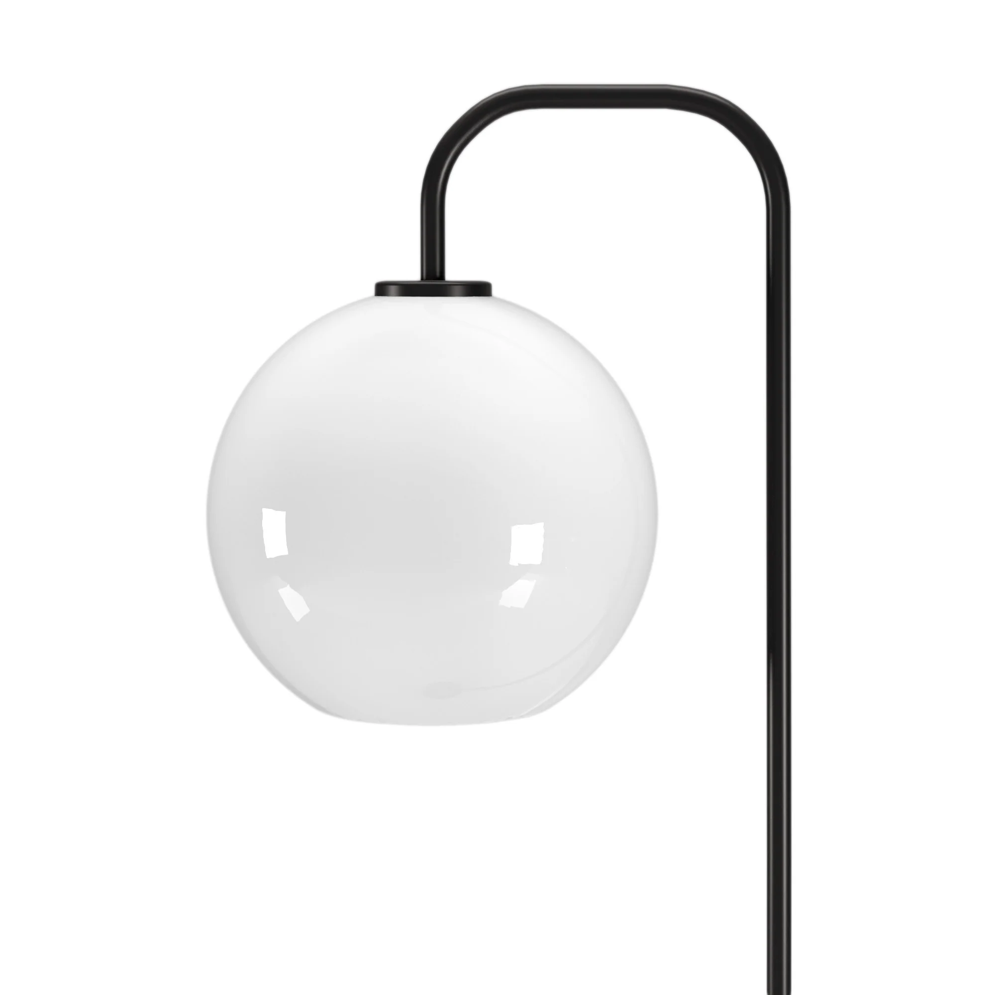 Black Arched Floor Lamp With White Frosted Glass Globe Shade By Homeroots - Image 4