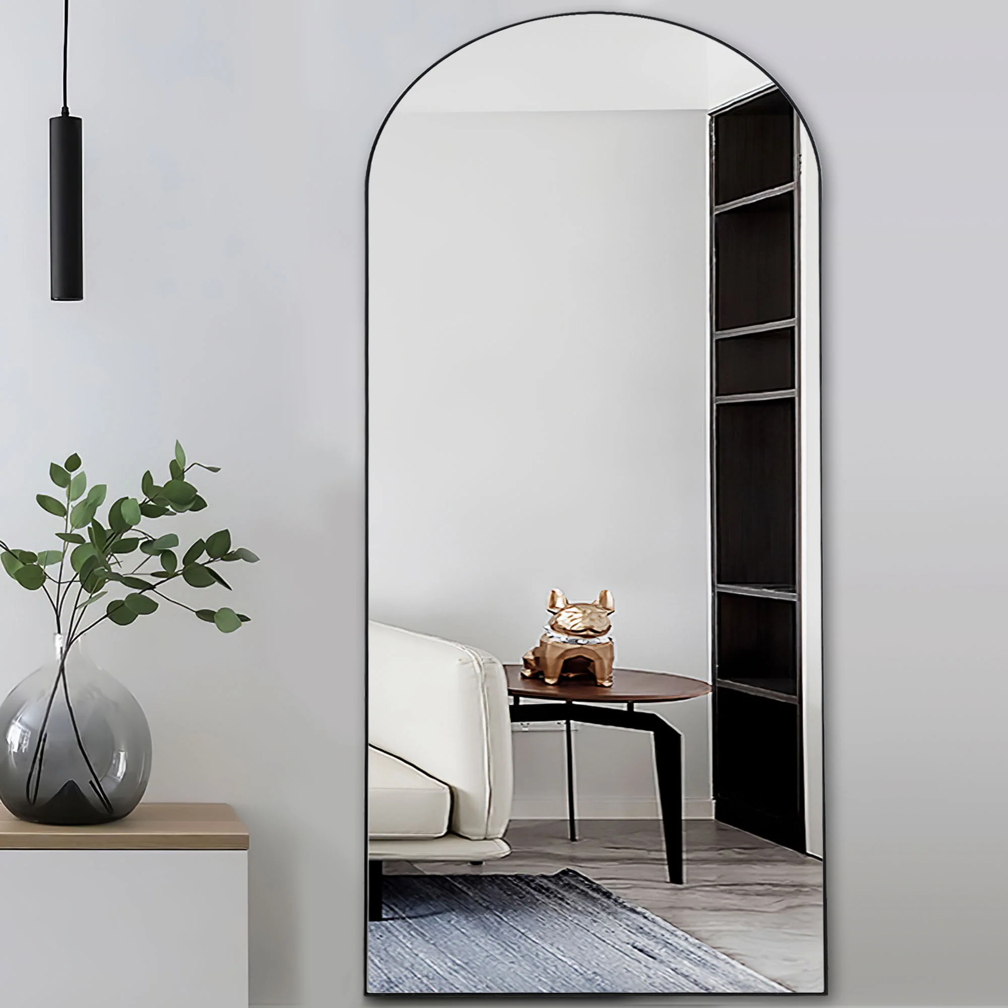 Black Arched Mirror with Stand By Homeroots - Image 3