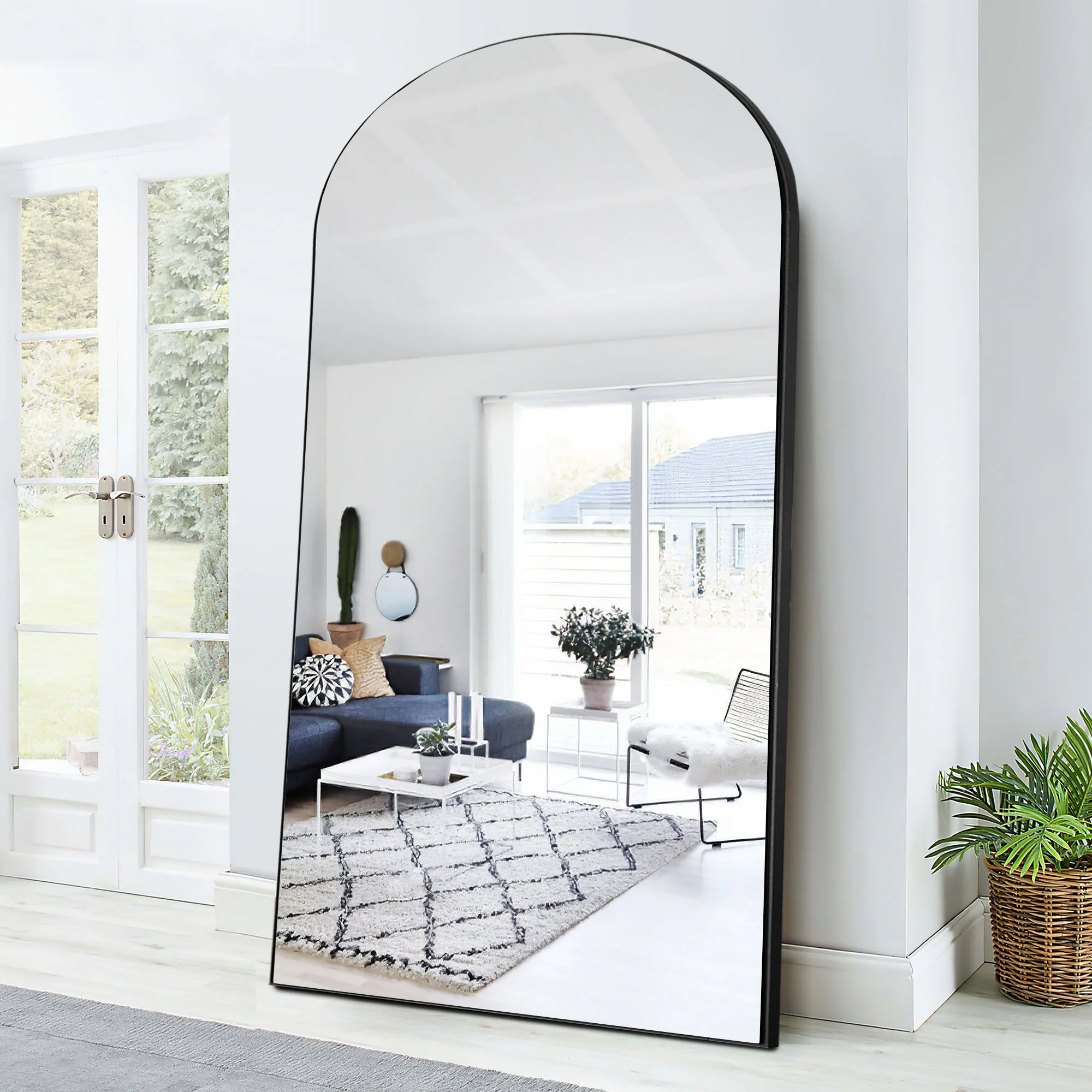 Black Arched Mirror with Stand By Homeroots - Image 4