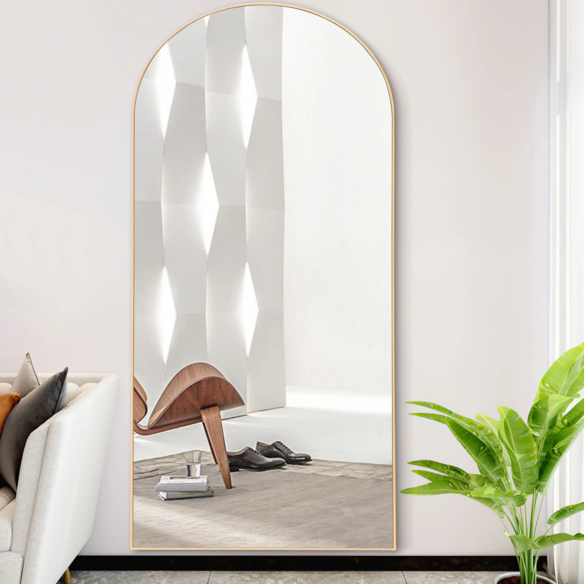 Black Arched Mirror with Stand By Homeroots - Image 7