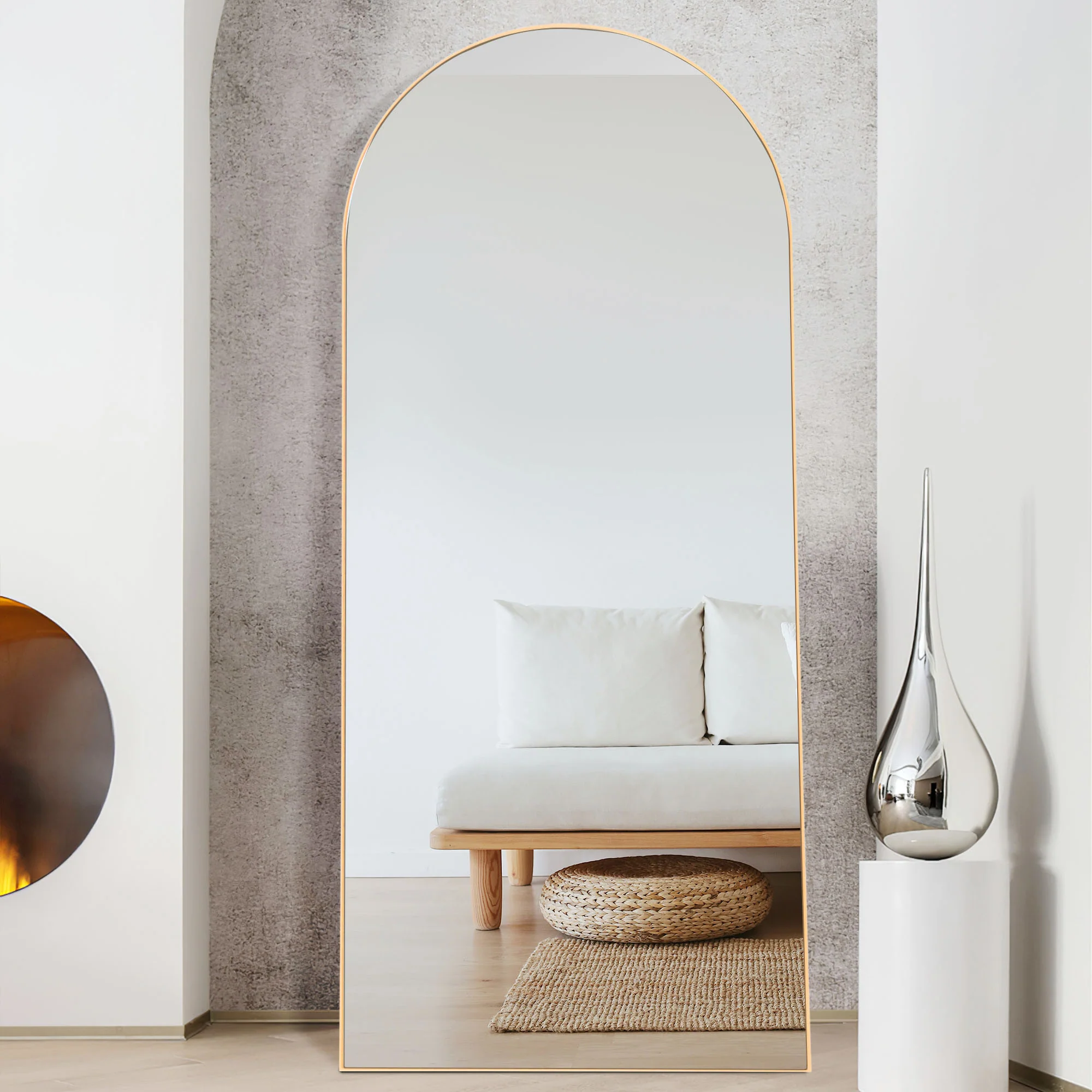 Black Arched Mirror with Stand By Homeroots - Image 8