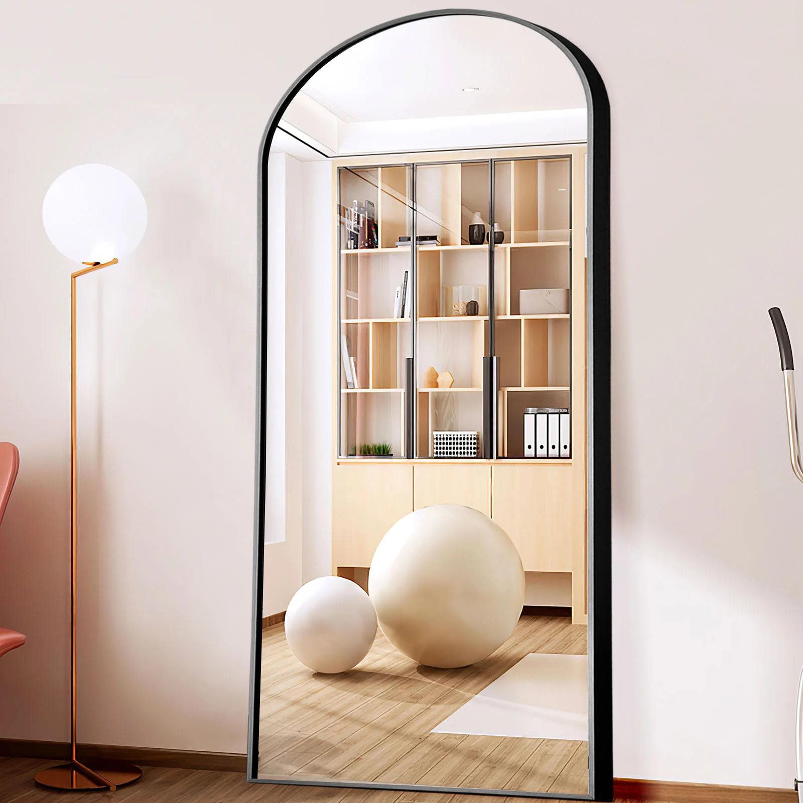 Black Arched Standing Mirror By Homeroots - Image 3