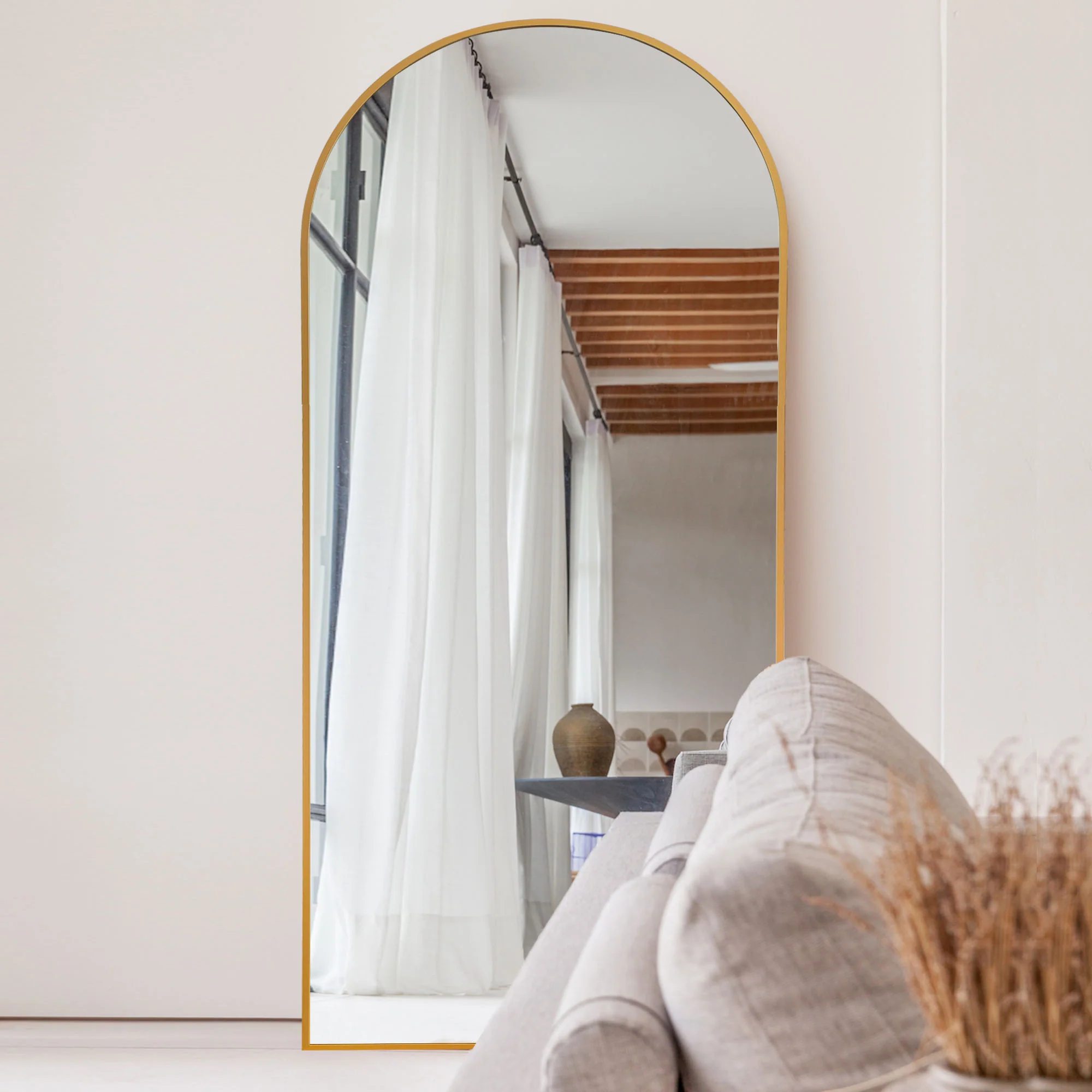 Black Arched Standing Mirror By Homeroots - Image 6