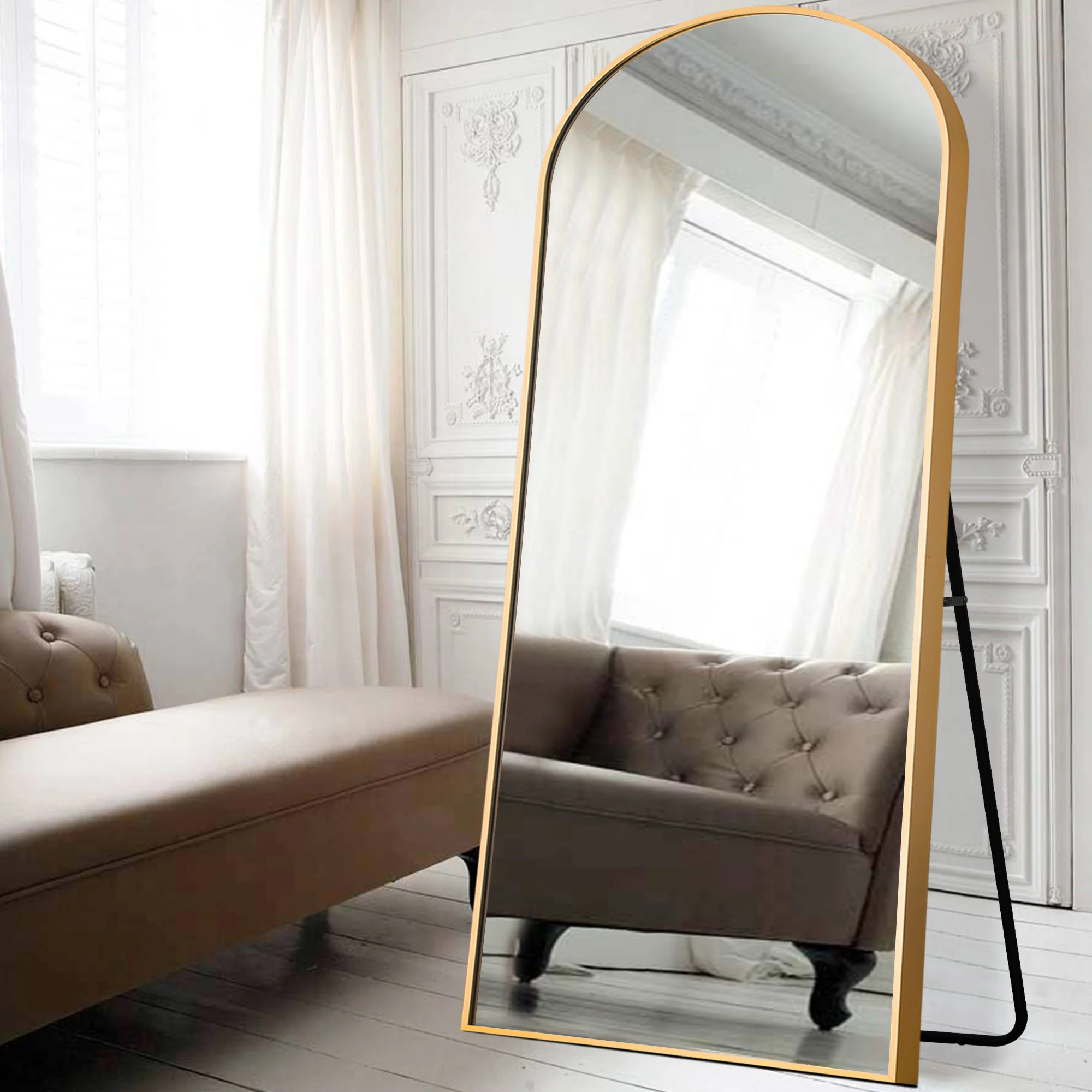 Black Arched Standing Mirror By Homeroots - Image 7