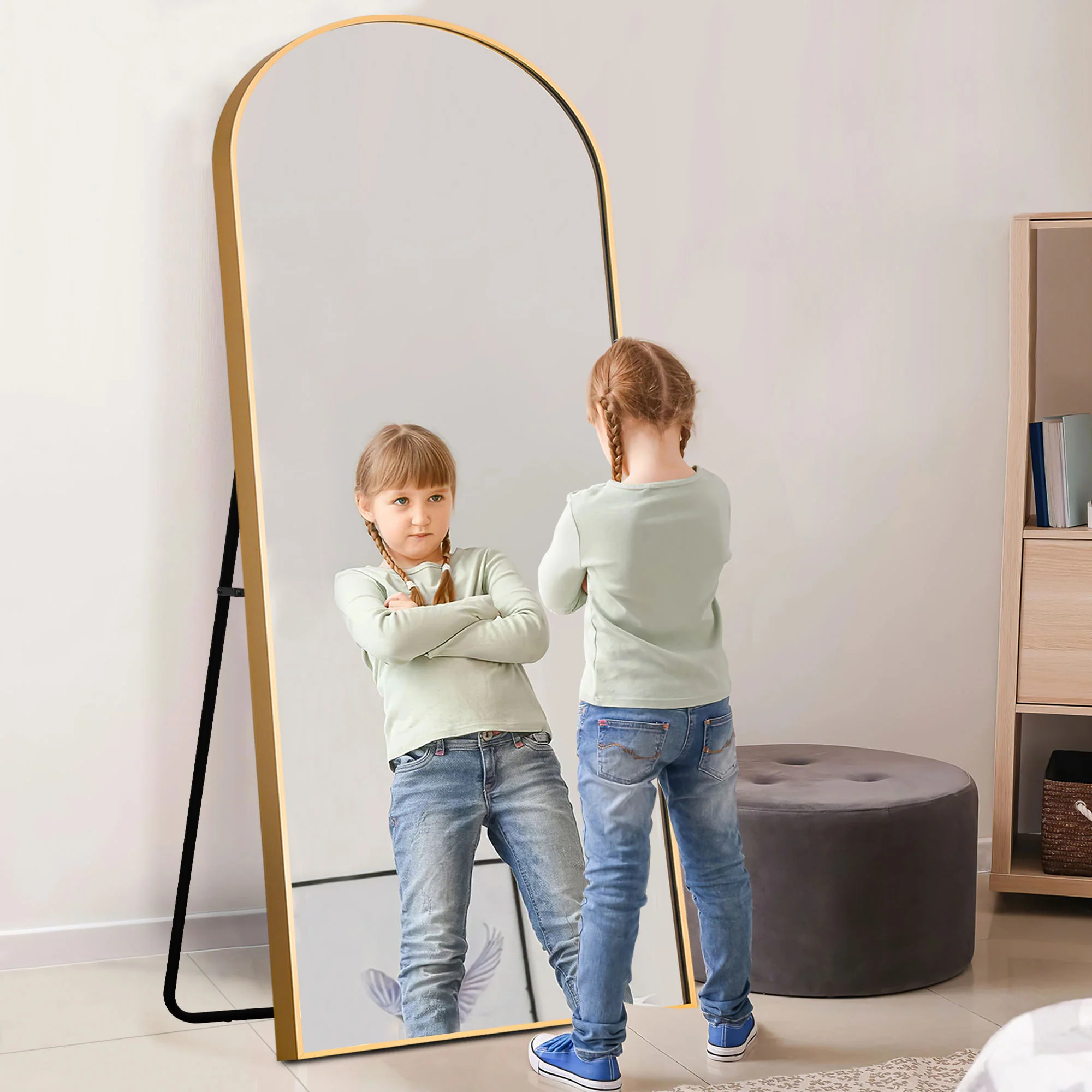 Black Arched Standing Mirror By Homeroots - Image 9