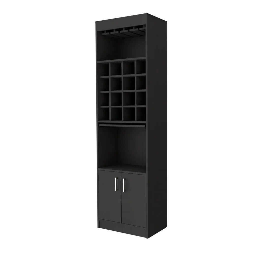 Black Bar Cabinet With Eighteen Shelves By Homeroots - Image 2