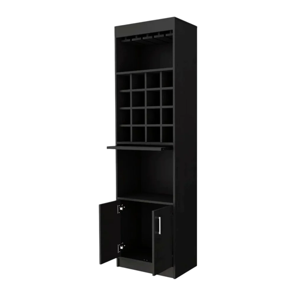 Black Bar Cabinet With Eighteen Shelves By Homeroots - Image 3