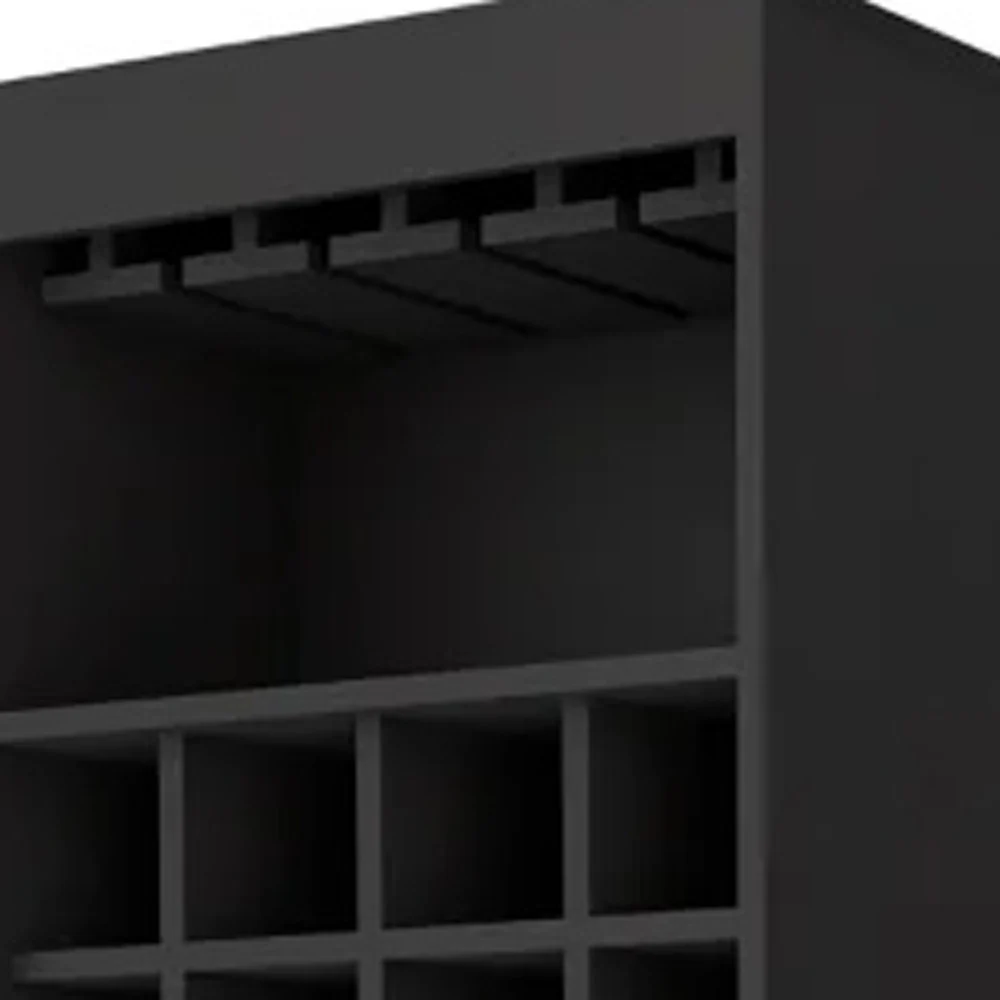 Black Bar Cabinet With Eighteen Shelves By Homeroots - Image 4