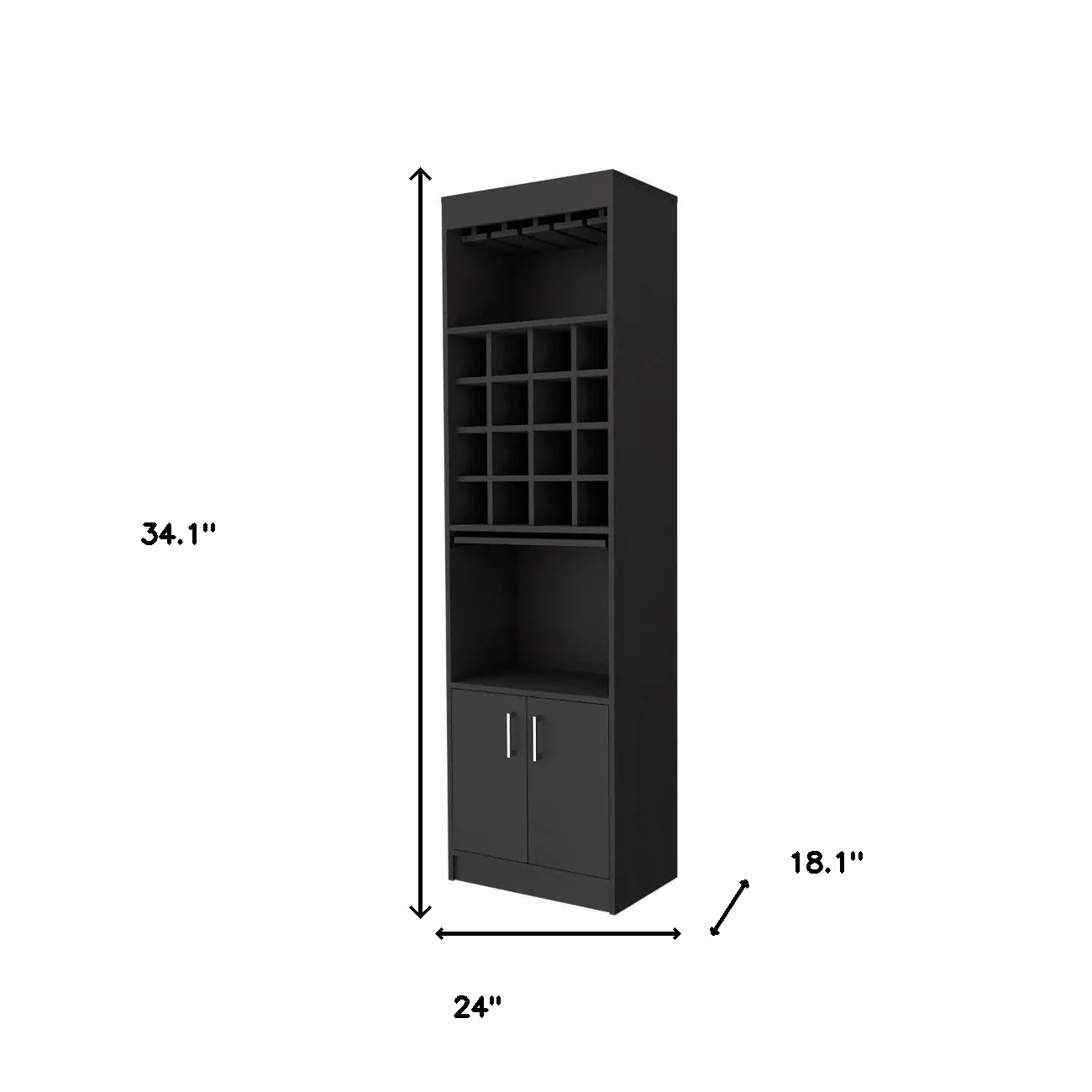 Black Bar Cabinet With Eighteen Shelves By Homeroots - Image 7