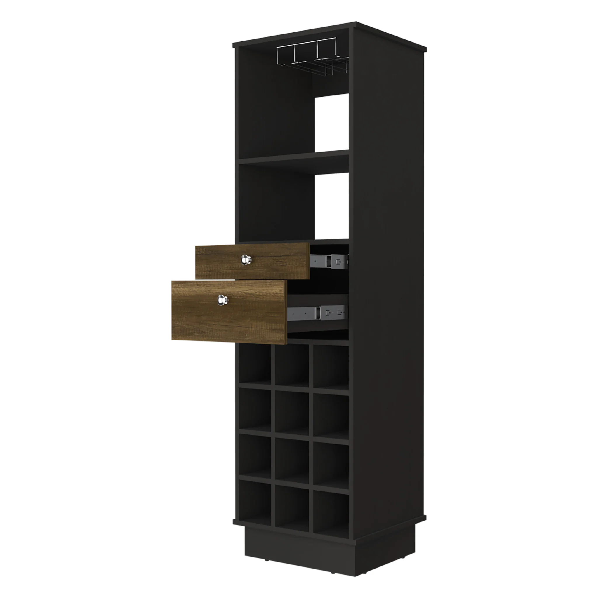 Black Bar Cabinet With Two Drawers By Homeroots - Image 2