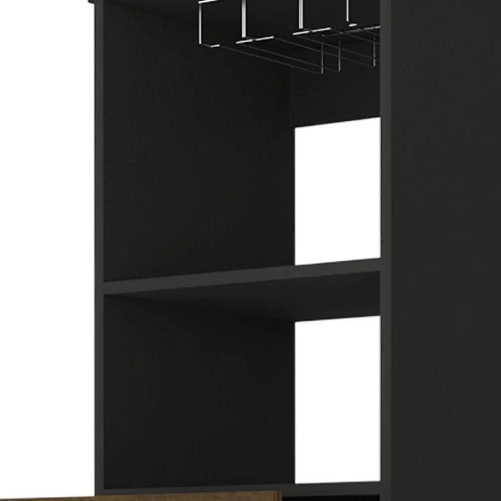Black Bar Cabinet With Two Drawers By Homeroots - Image 4