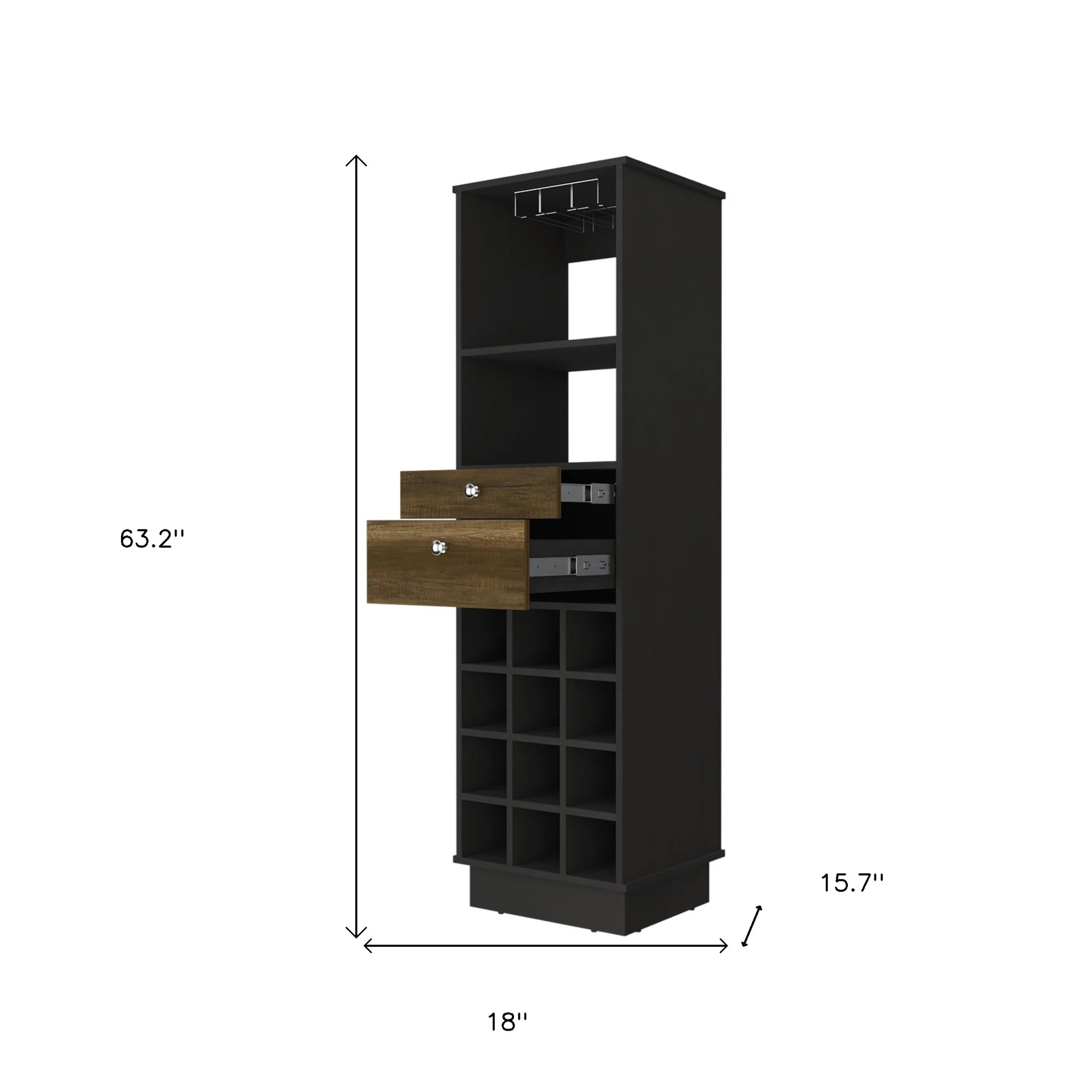 Black Bar Cabinet With Two Drawers By Homeroots - Image 6