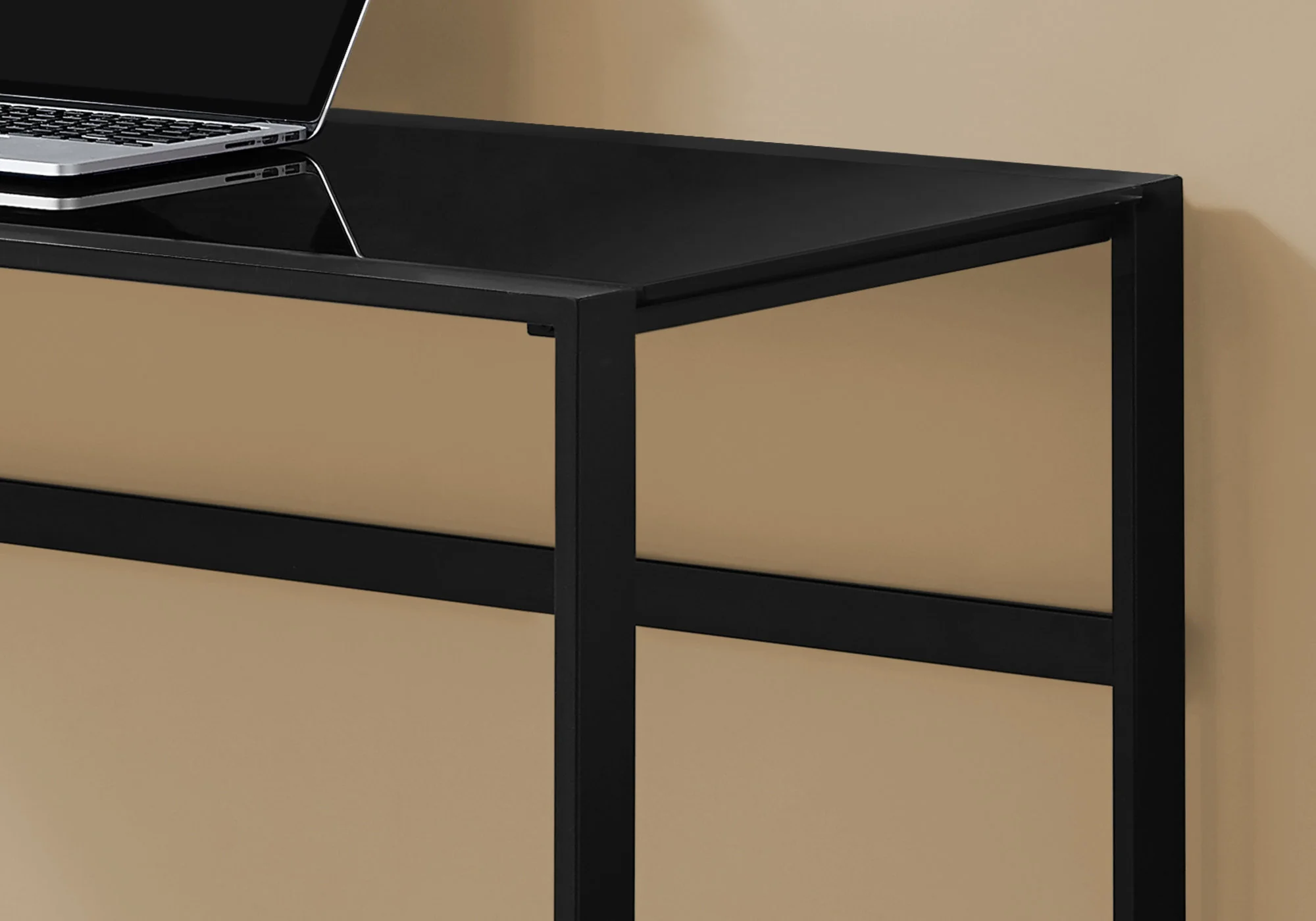 Black Tempered Glass Metal Computer Desk By Homeroots - Image 2