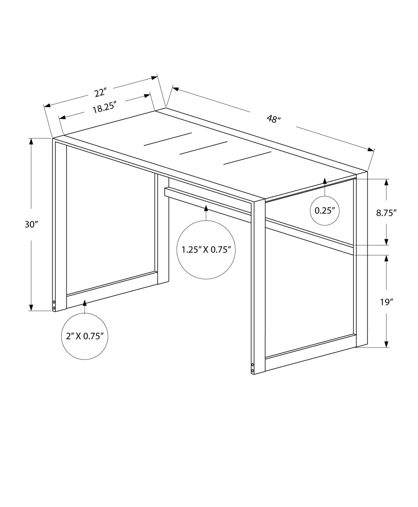 Black Tempered Glass Metal Computer Desk By Homeroots - Image 3