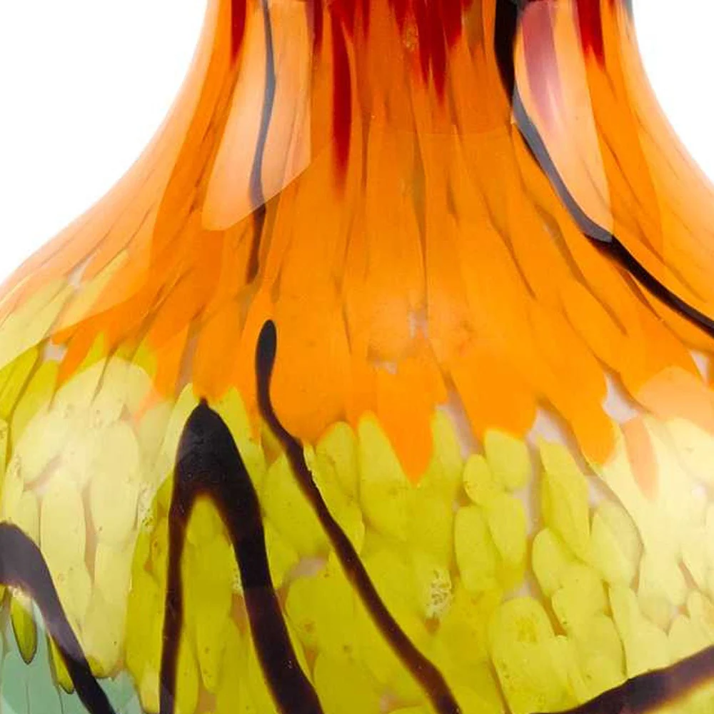 Black Blue Red And Yellow Abstract Urn Handblown Glass Table Vase By Homeroots - Image 5