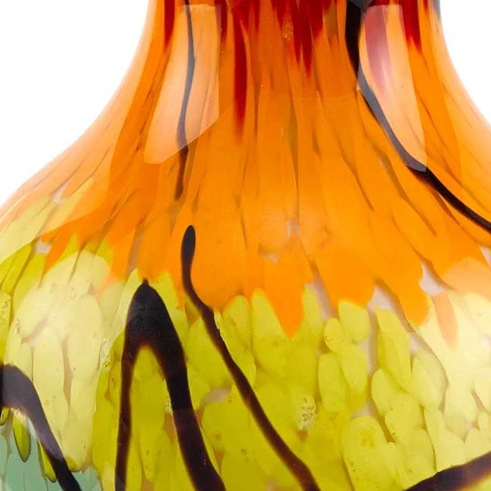 Black Blue Red And Yellow Abstract Urn Handblown Glass Table Vase By Homeroots - Image 6