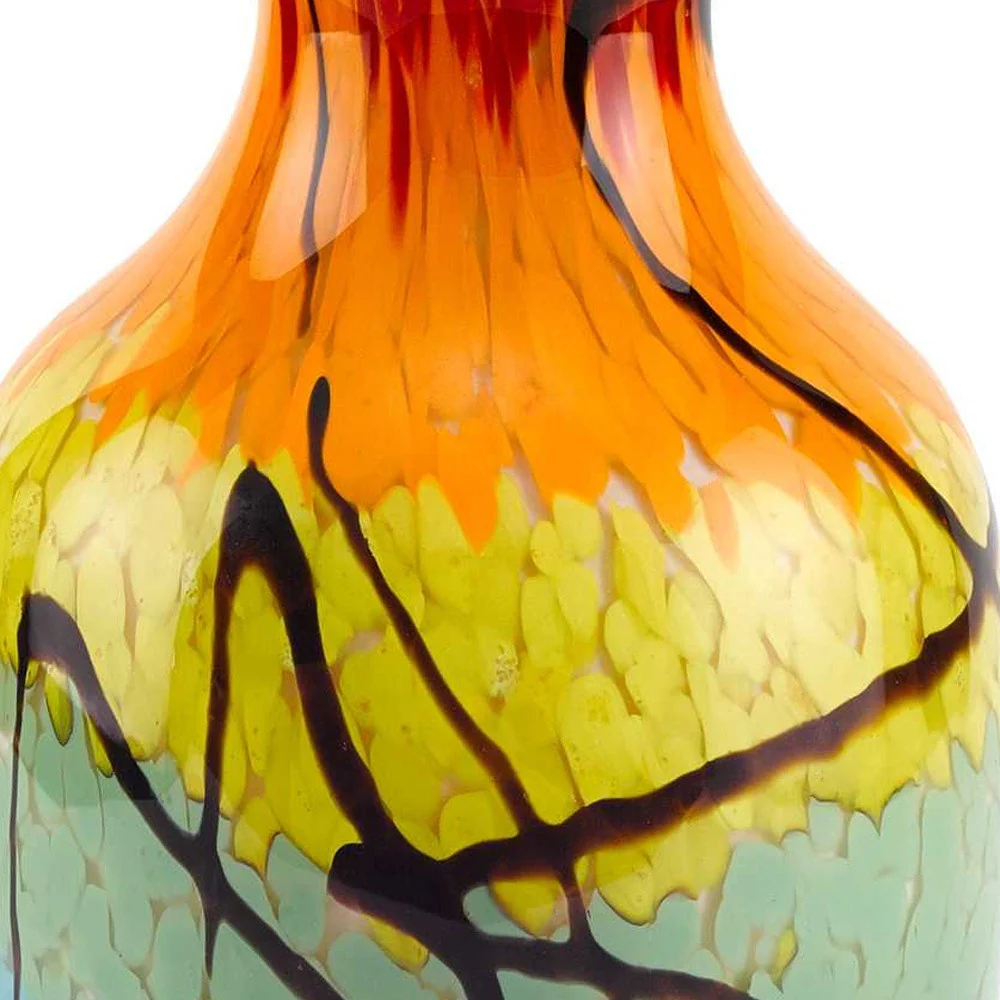 Black Blue Red And Yellow Abstract Urn Handblown Glass Table Vase By Homeroots - Image 7