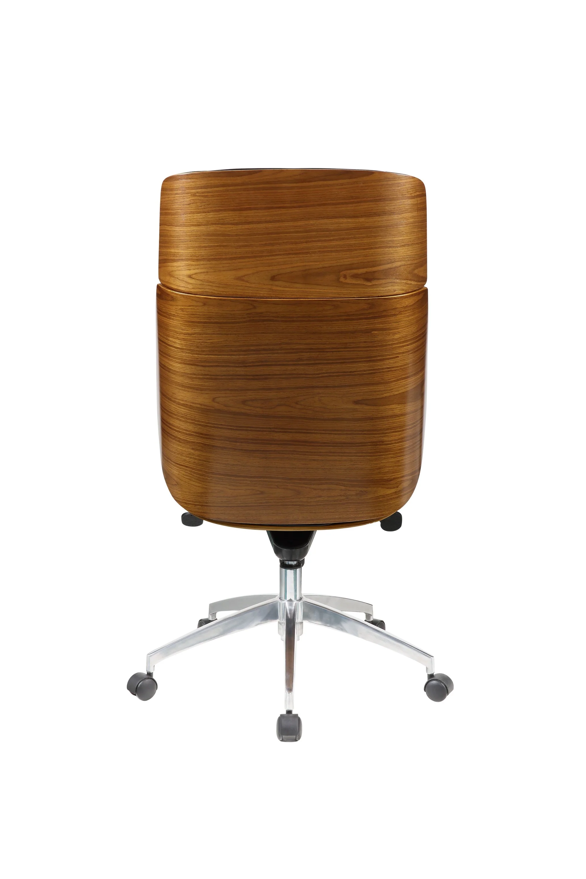 Black Bonded Leather and Bentwood Frame Eecutive Office Chair with Solid Chrome Base and Caster Wheels By Homeroots - Image 3
