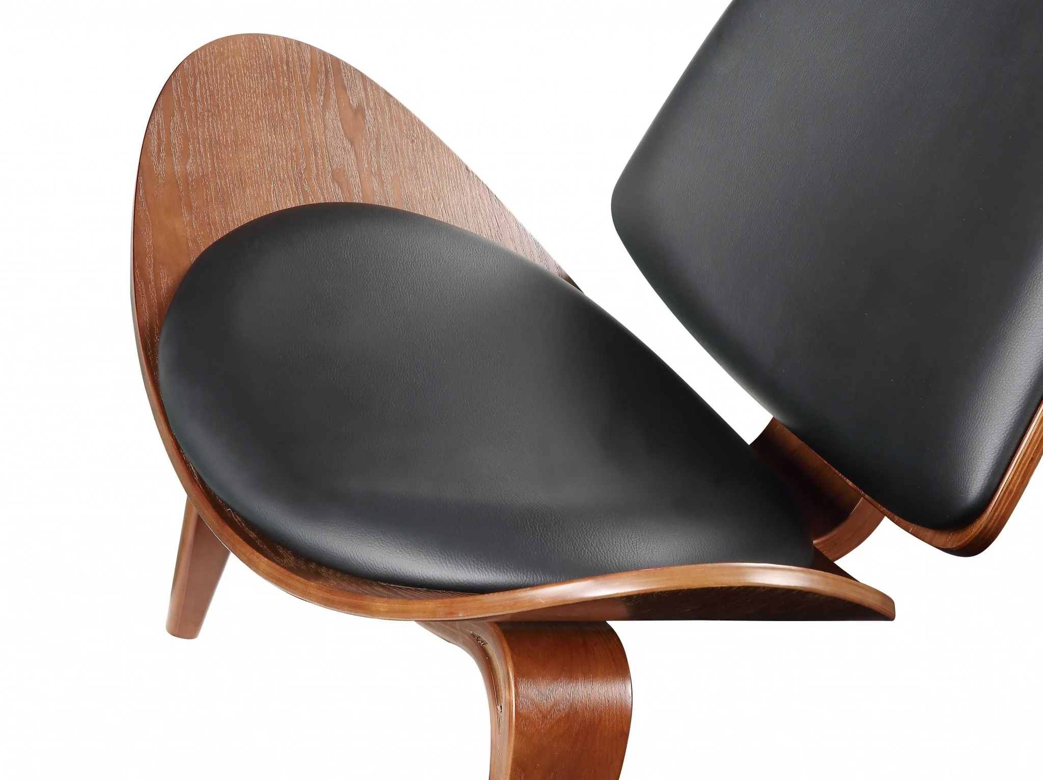 Black Bonded Leather Walnut Wood Upholstered (Seat) Accent Chair By Homeroots - Image 3